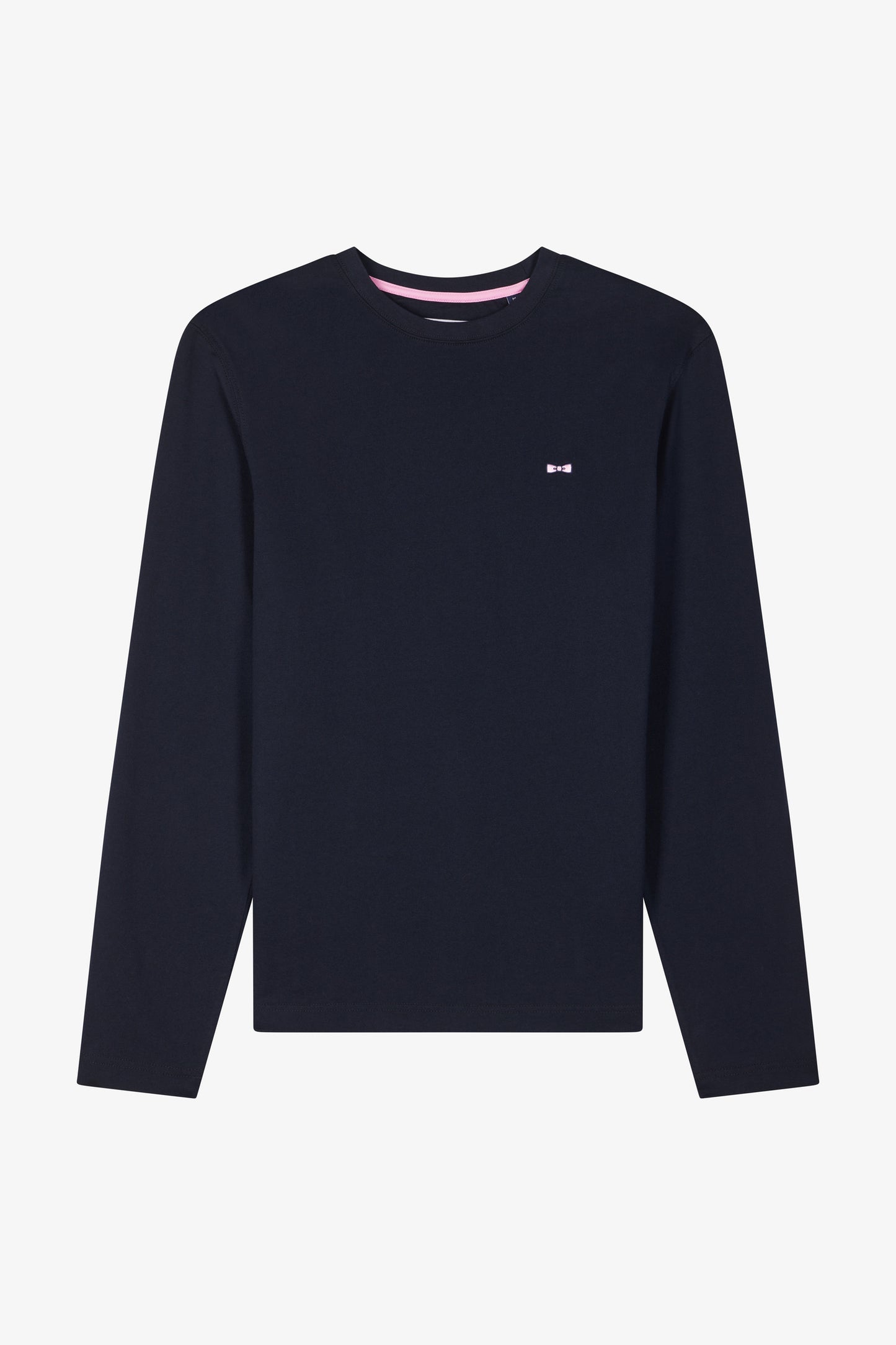 Regular navy long-sleeved cotton T-shirt with N°10 embroidery