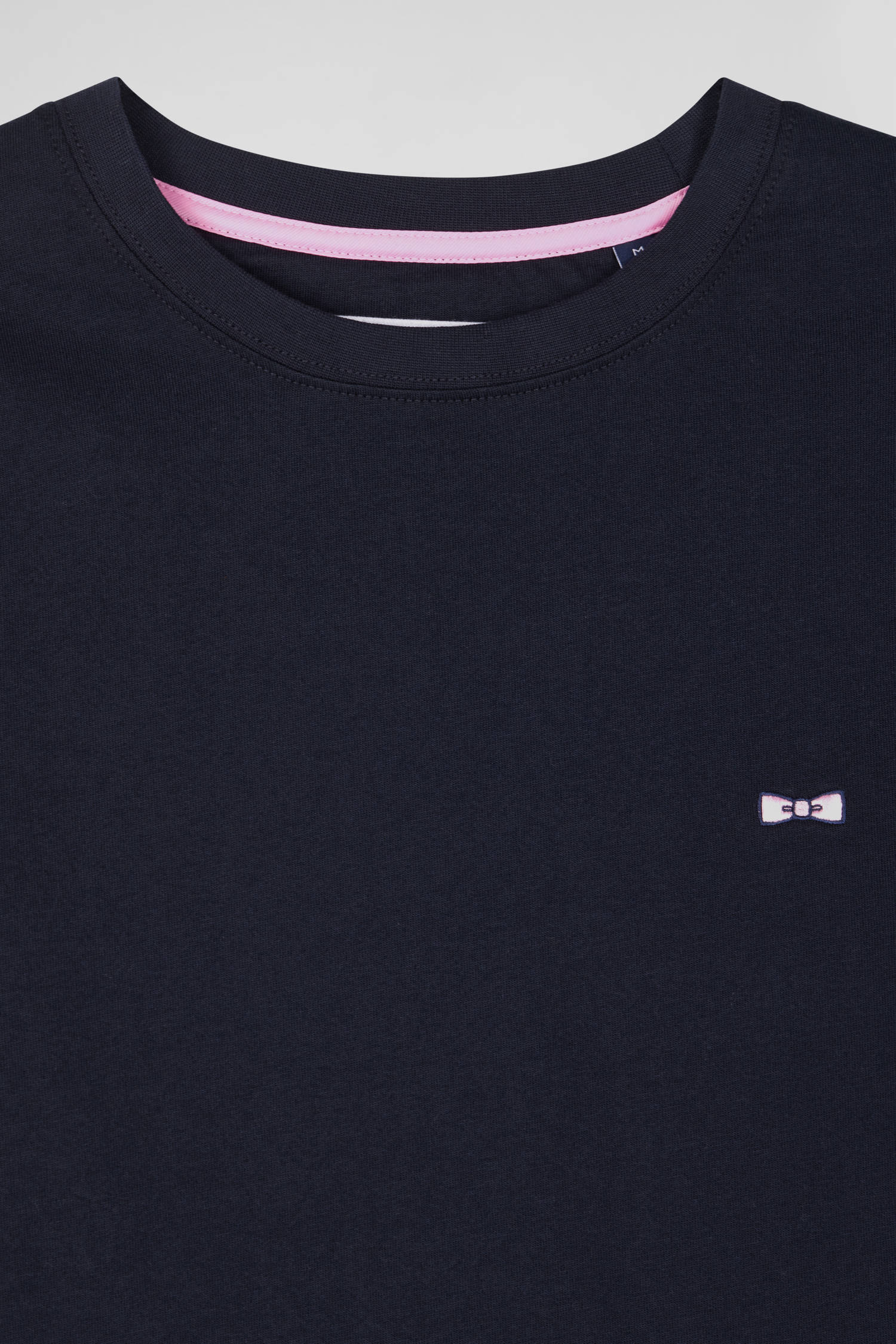 Regular navy long-sleeved cotton T-shirt with N°10 embroidery