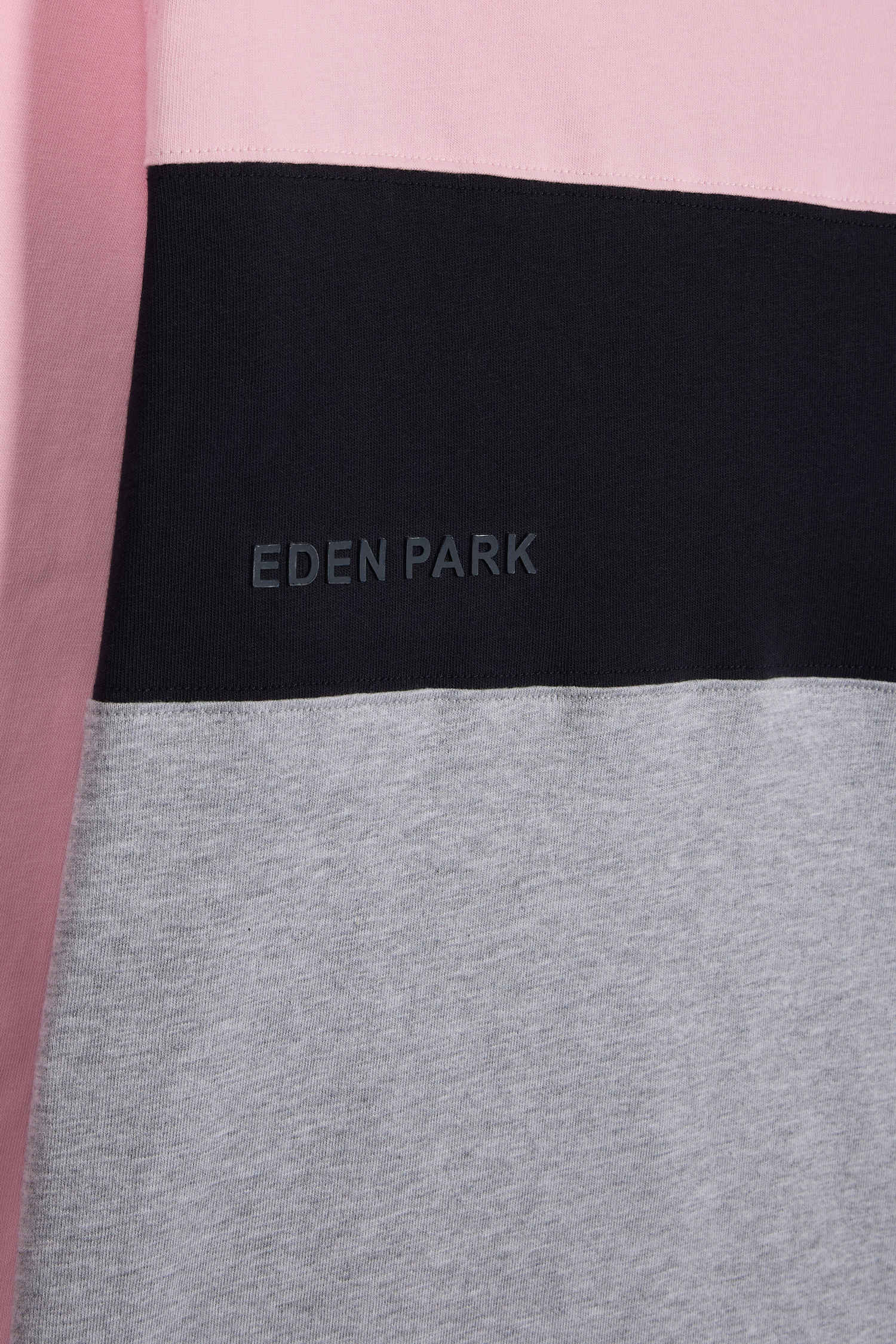 Regular pink colorblock long-sleeved cotton T-shirt