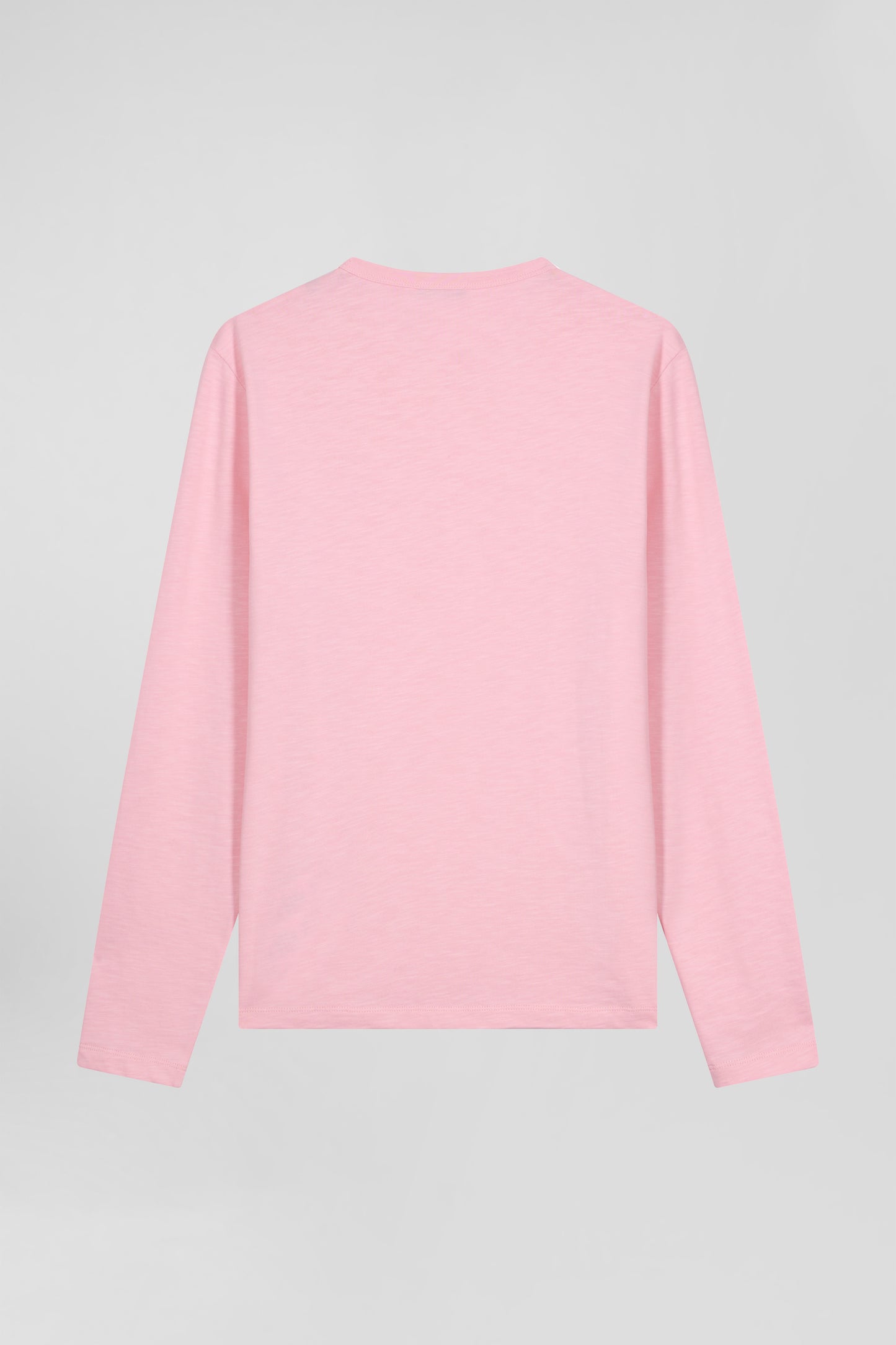 Slim pink long-sleeved cotton T-shirt