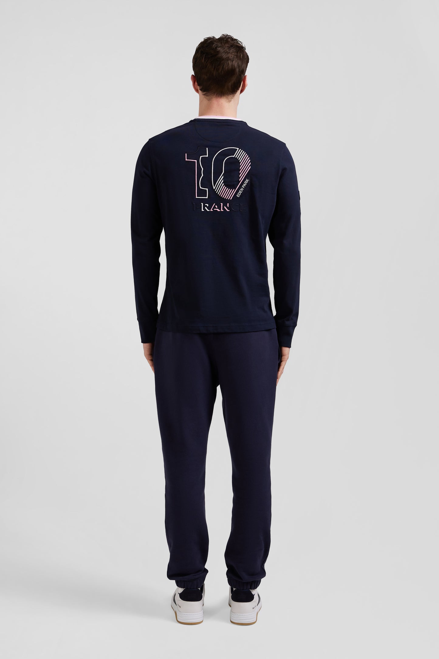 Regular navy blue XV de France long-sleeved cotton T-shirt