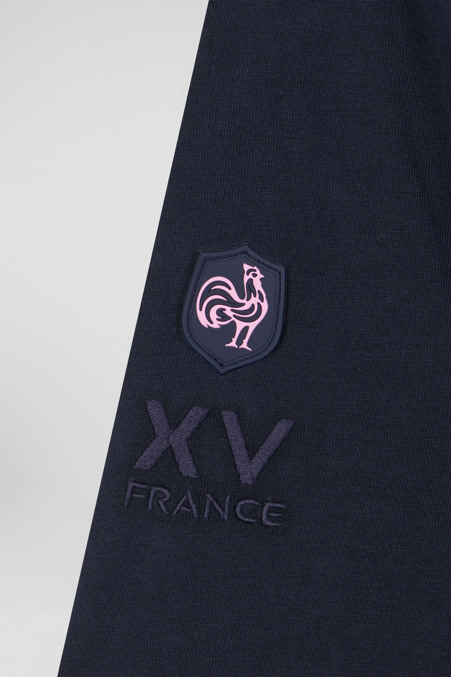 Regular navy blue XV de France long-sleeved cotton T-shirt