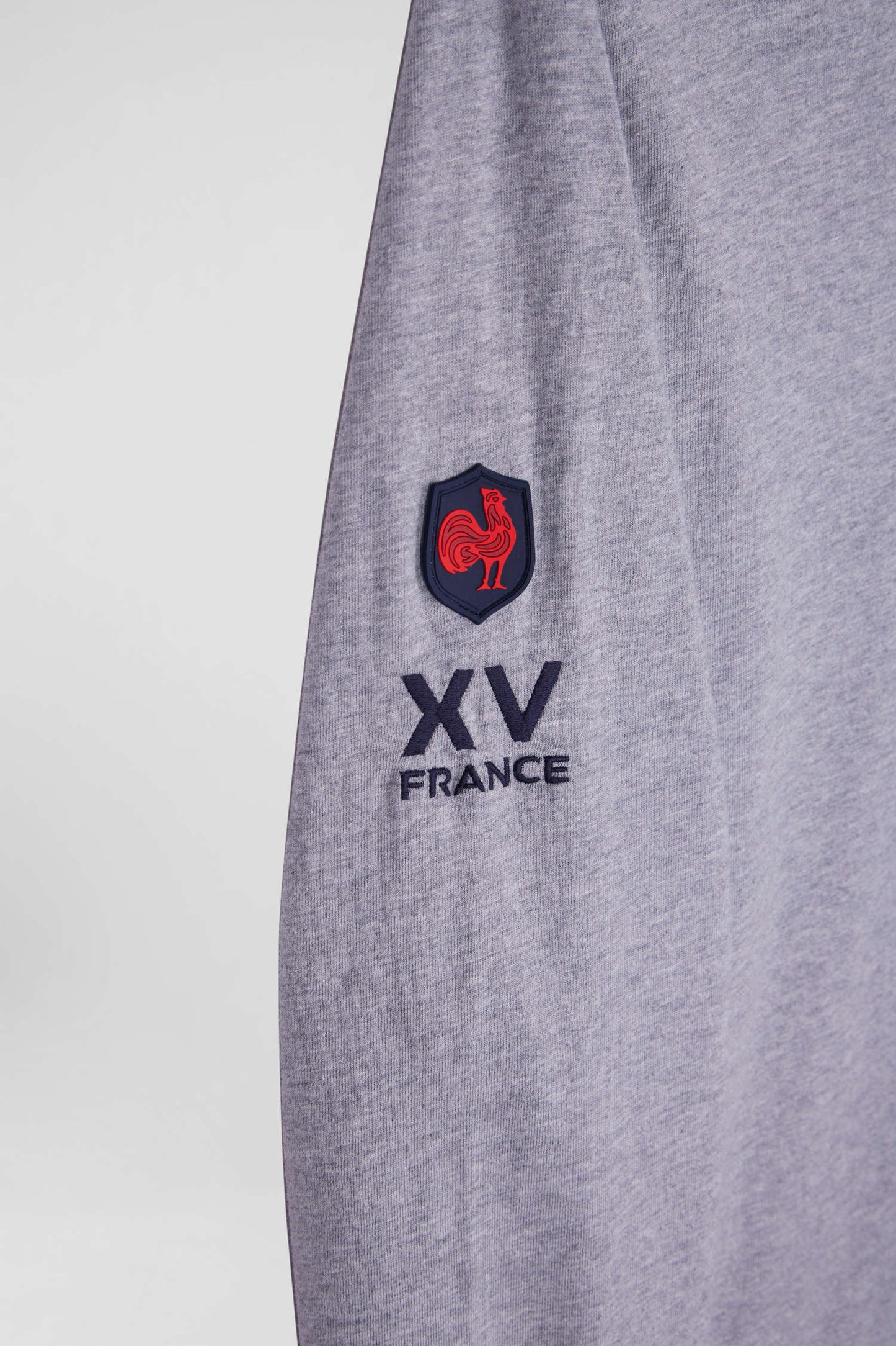 Regular grey XV de France long-sleeved cotton T-shirt