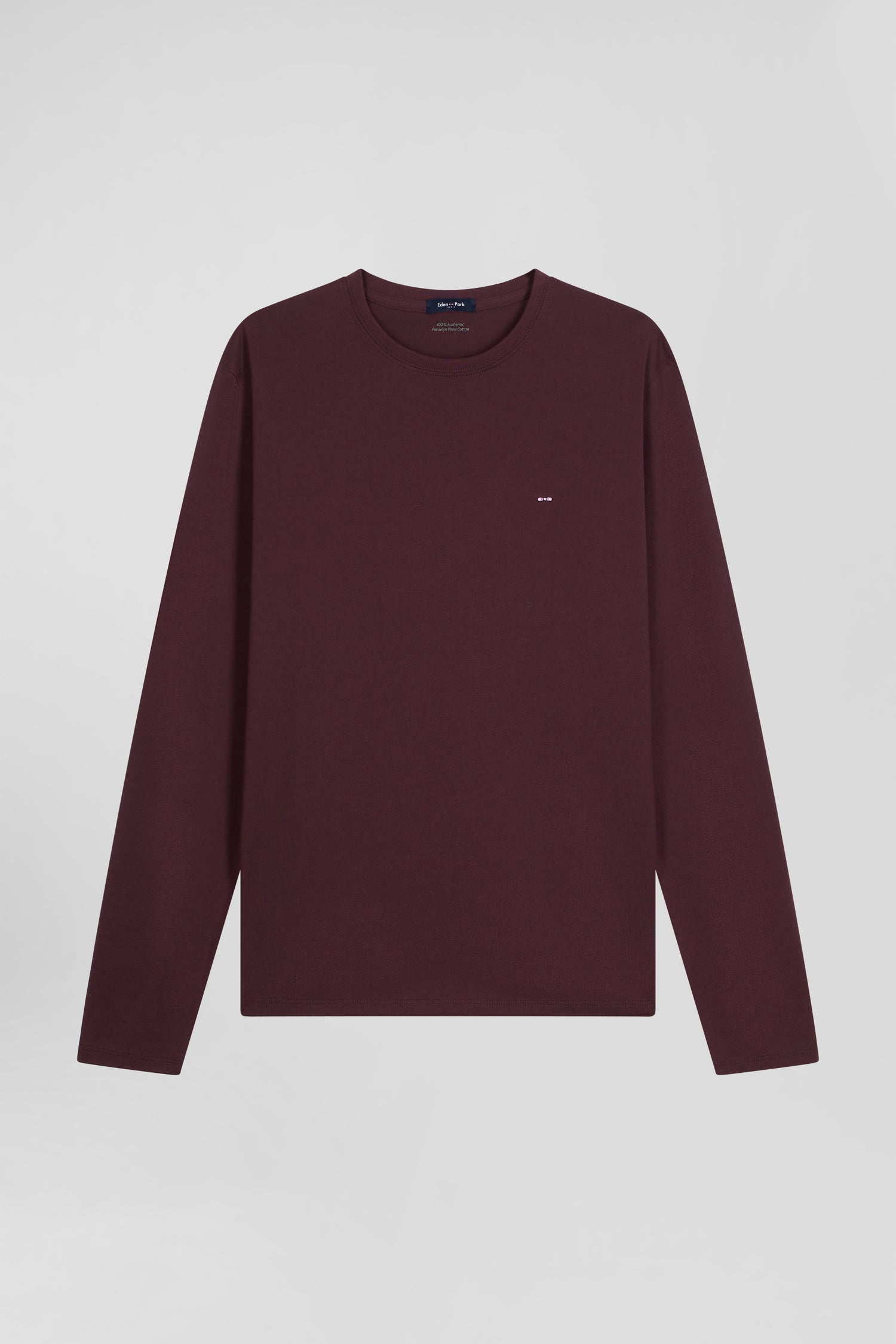 Regular burgundy long-sleeved Pima cotton T-shirt