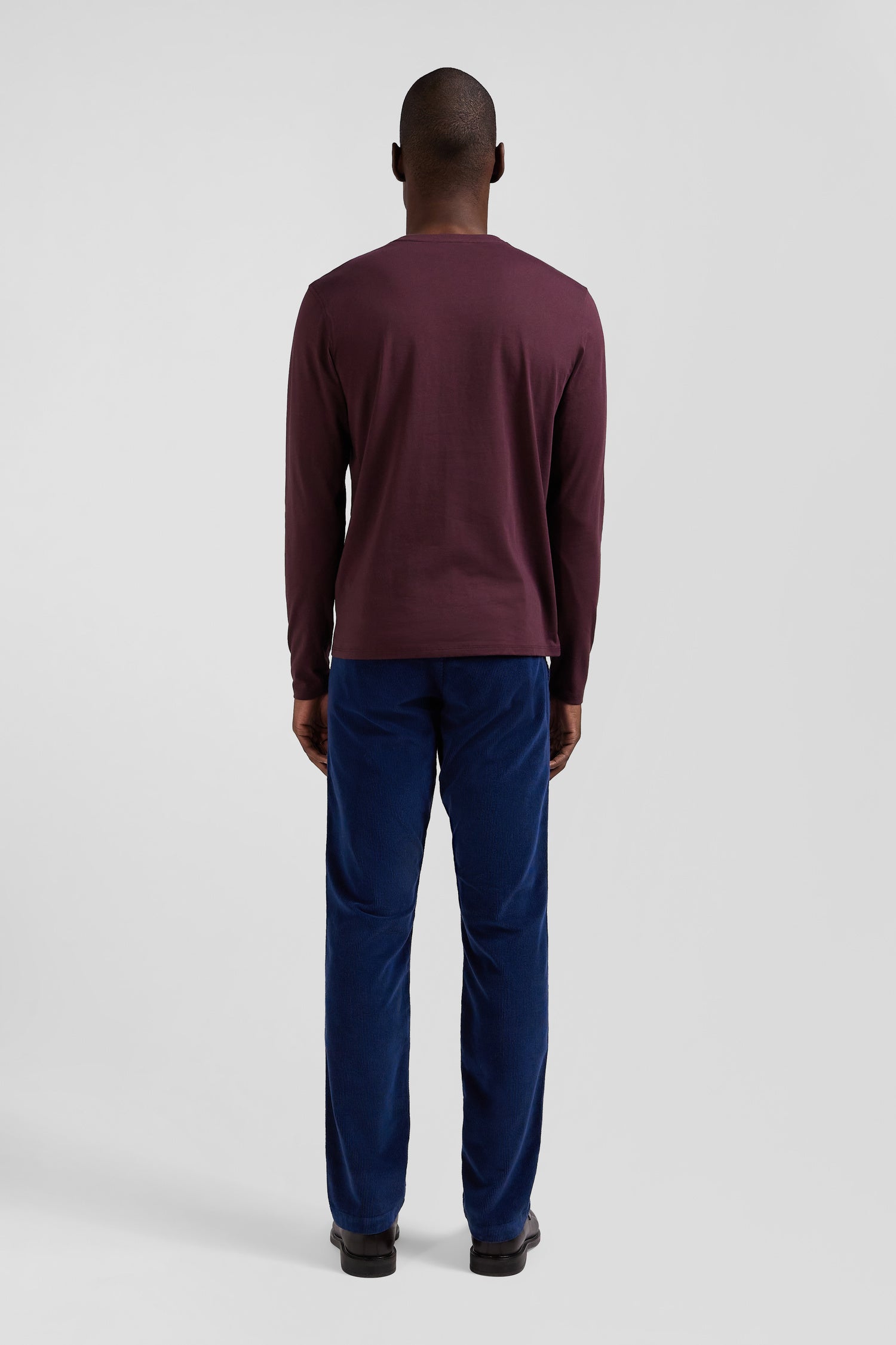 Regular burgundy long-sleeved Pima cotton T-shirt