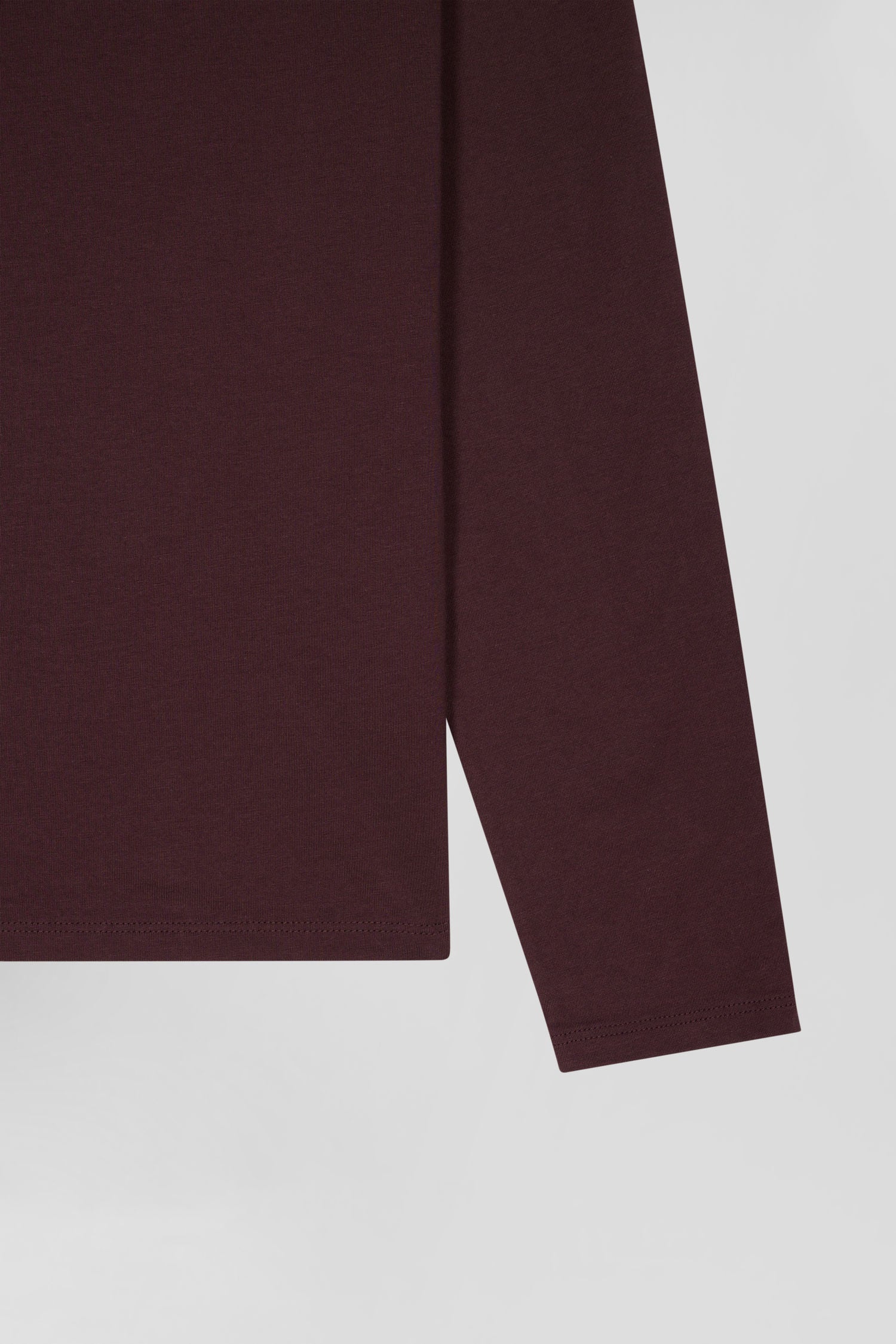 Regular burgundy long-sleeved Pima cotton T-shirt