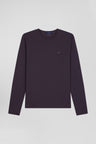 Long-sleeved T-shirt in dark brown Pima cotton, regular fit