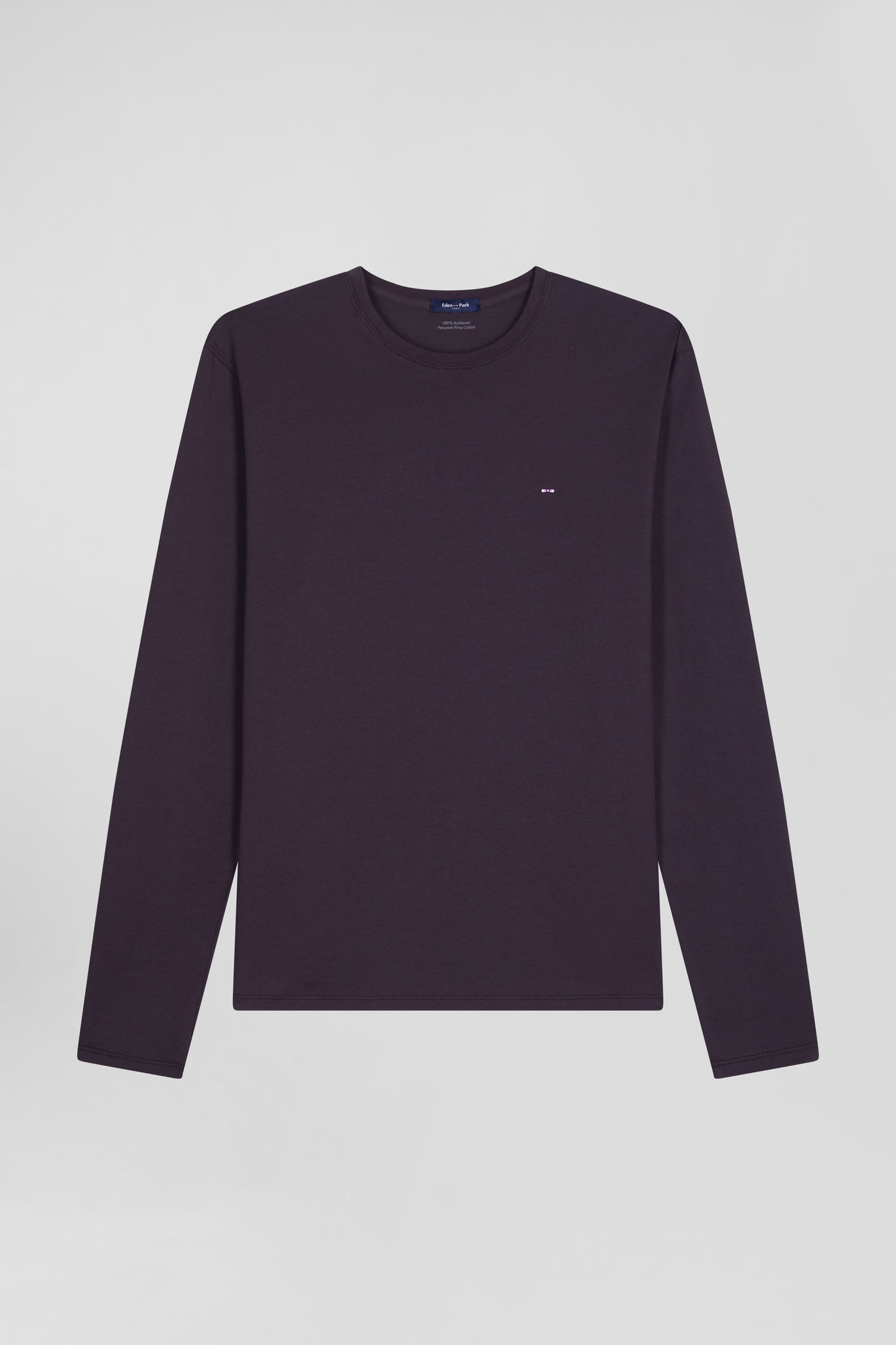 Regular navy blue long-sleeved Pima cotton T-shirt