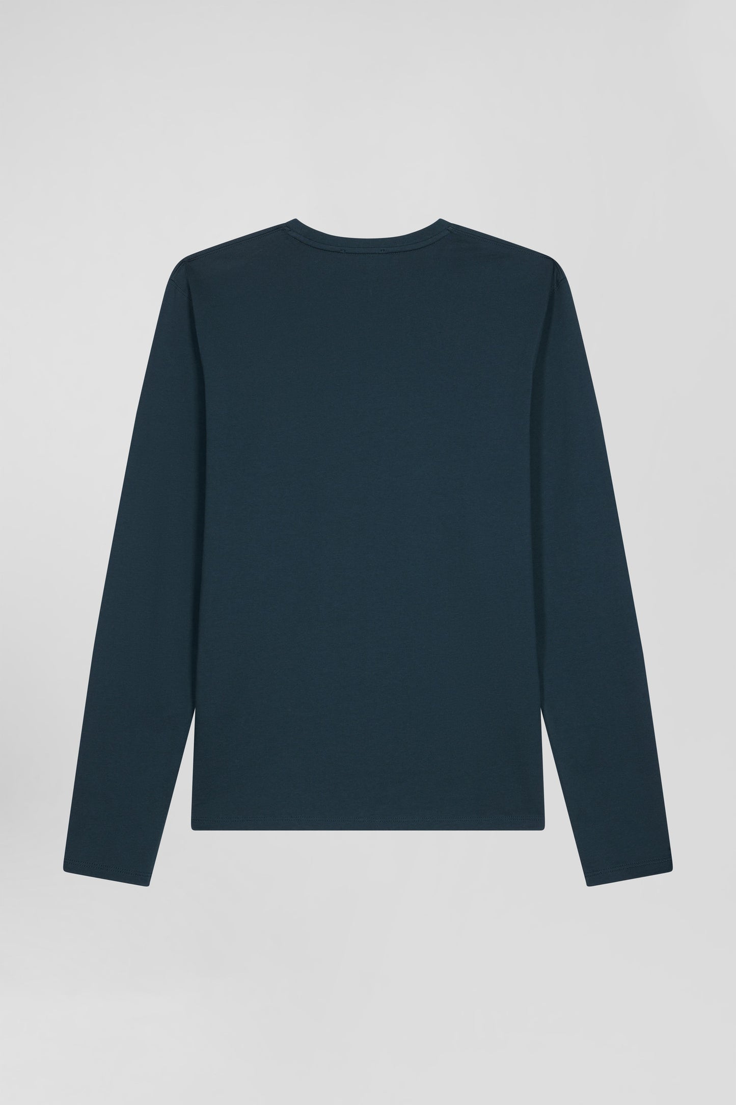 Regular blue-green long-sleeved Pima cotton T-shirt