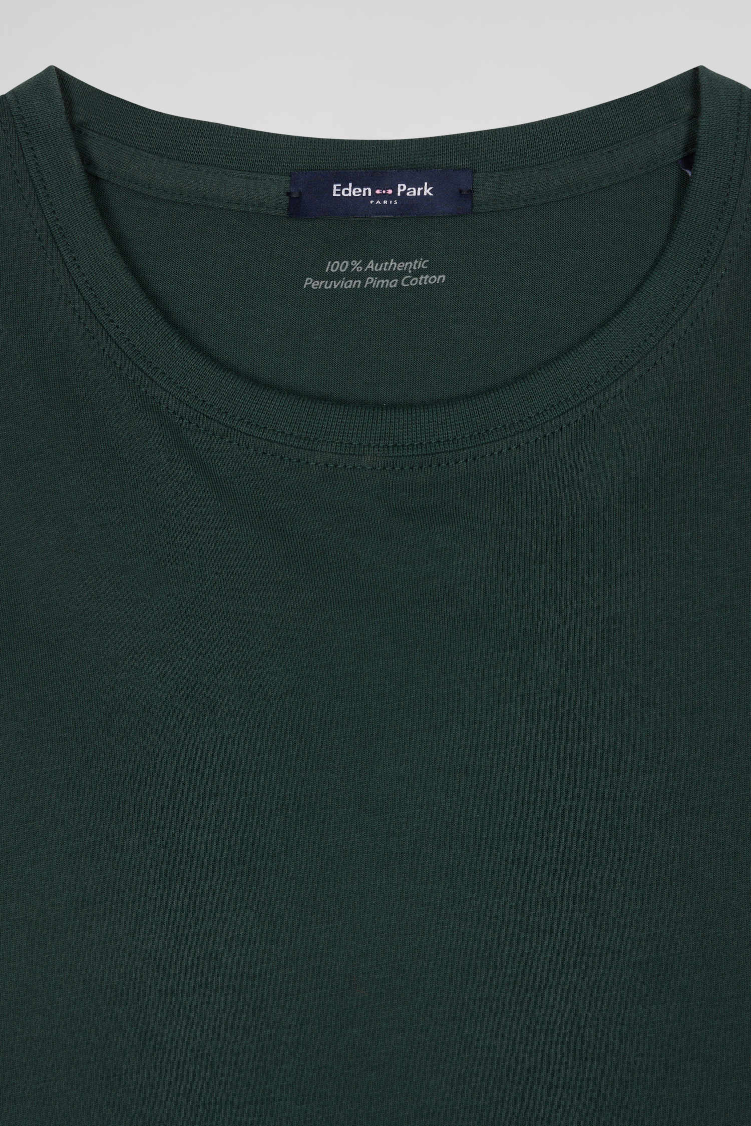 Regular blue-green long-sleeved Pima cotton T-shirt