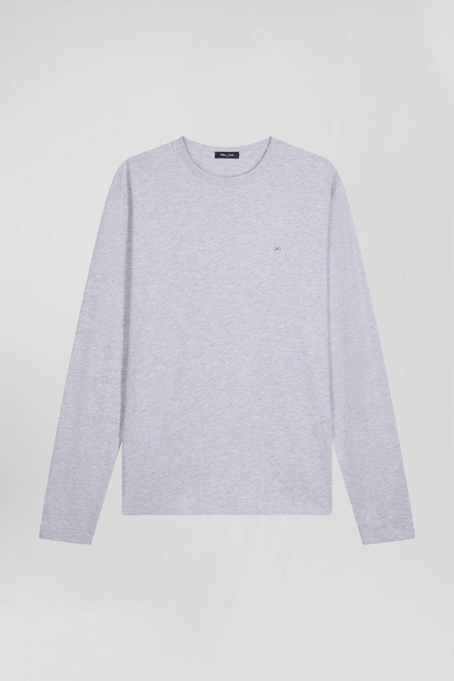 Regular grey long-sleeved cotton T-shirt