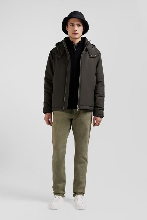 Khaki hooded zip-up jacket - Image 1