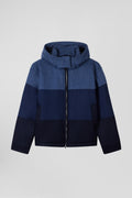 Navy blue hooded wool jersey jacket