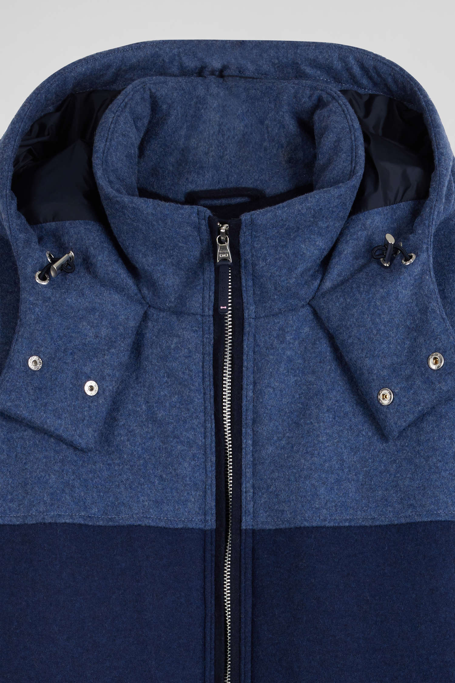 Navy blue hooded wool jersey jacket