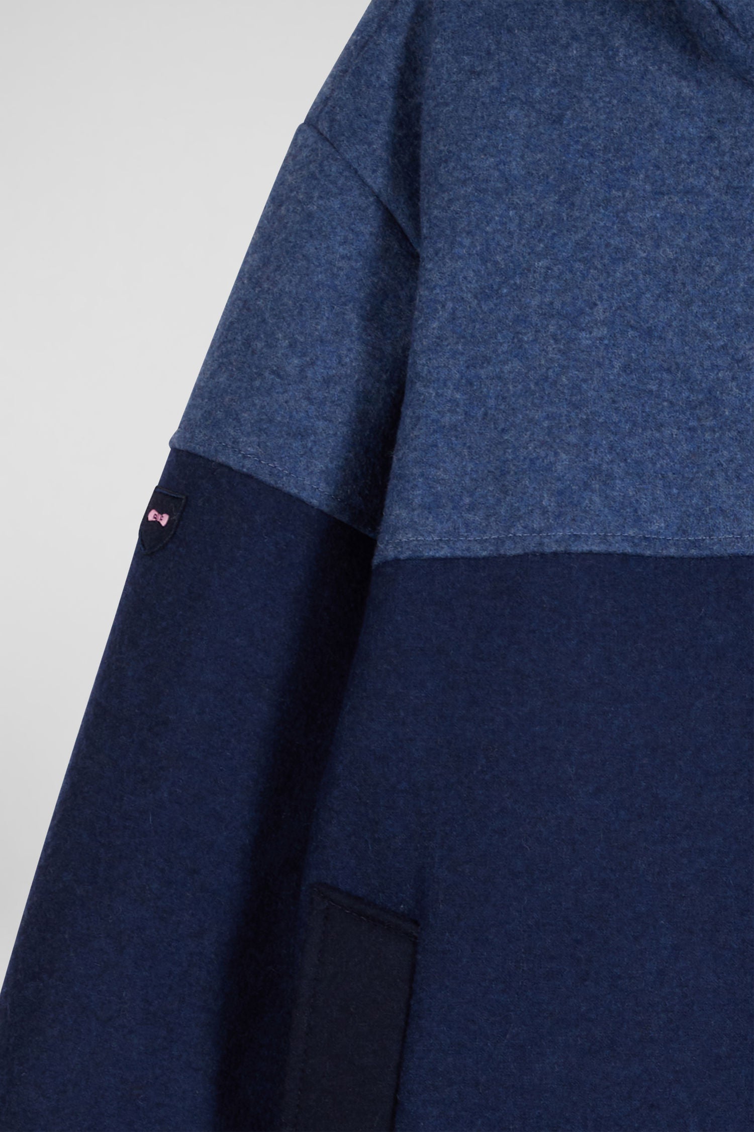 Navy blue hooded wool jersey jacket