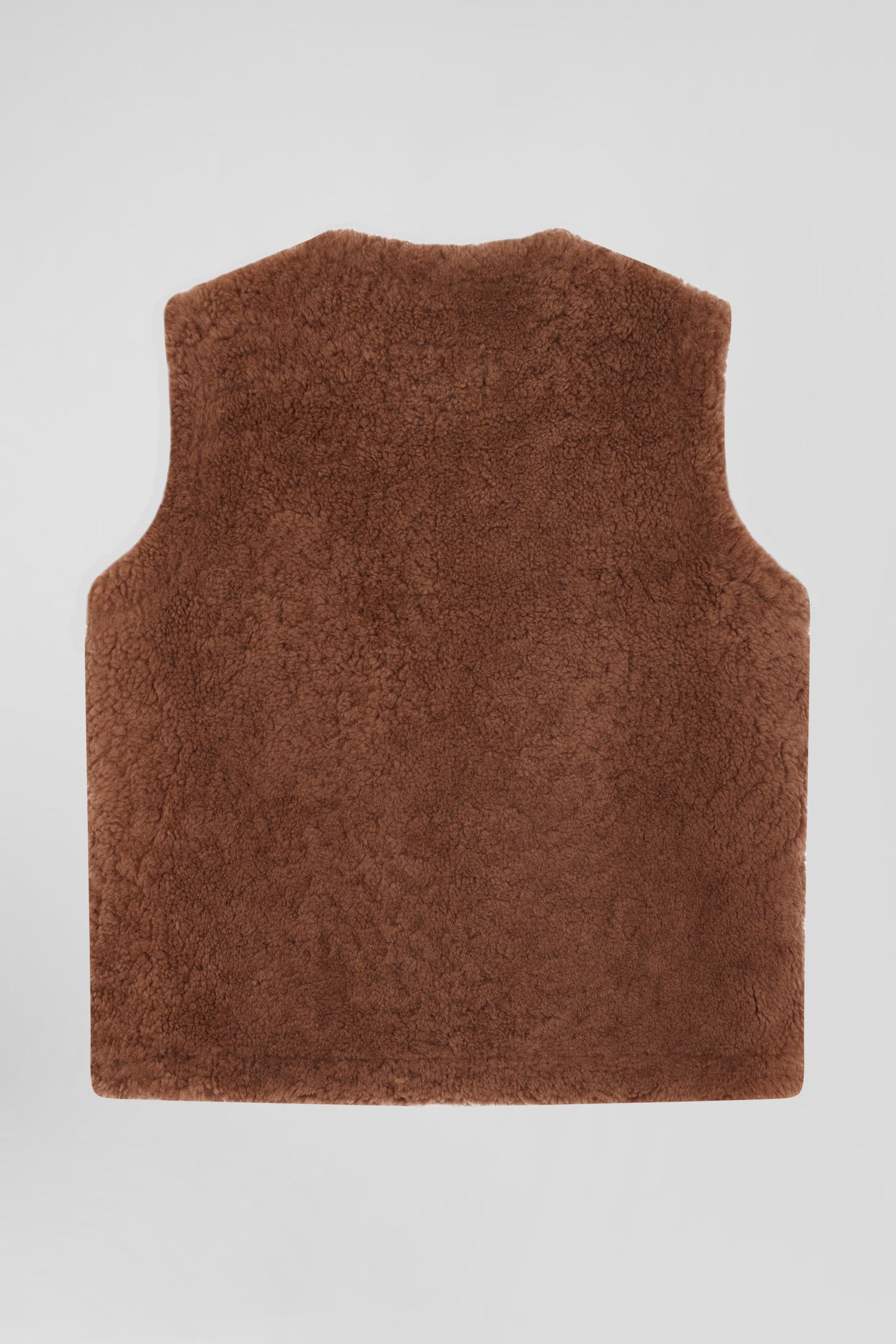 Relaxed camel sleeveless zip-up vest