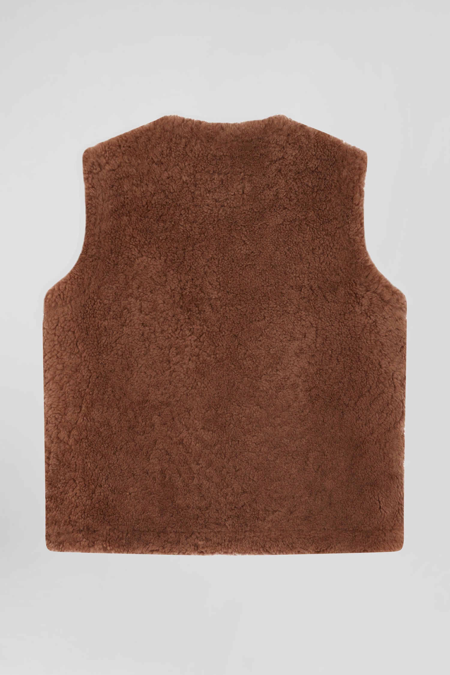 Relaxed camel sleeveless zip-up vest