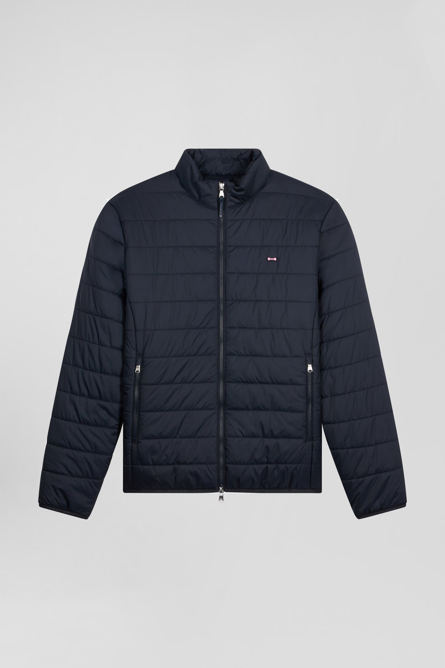 Navy blue long-sleeved high collar down jacket