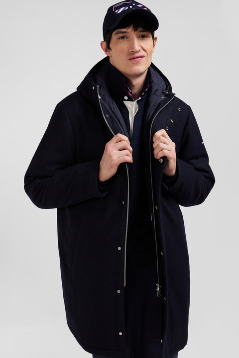 Navy blue 2-in-1 flannel wool parka - Image 3