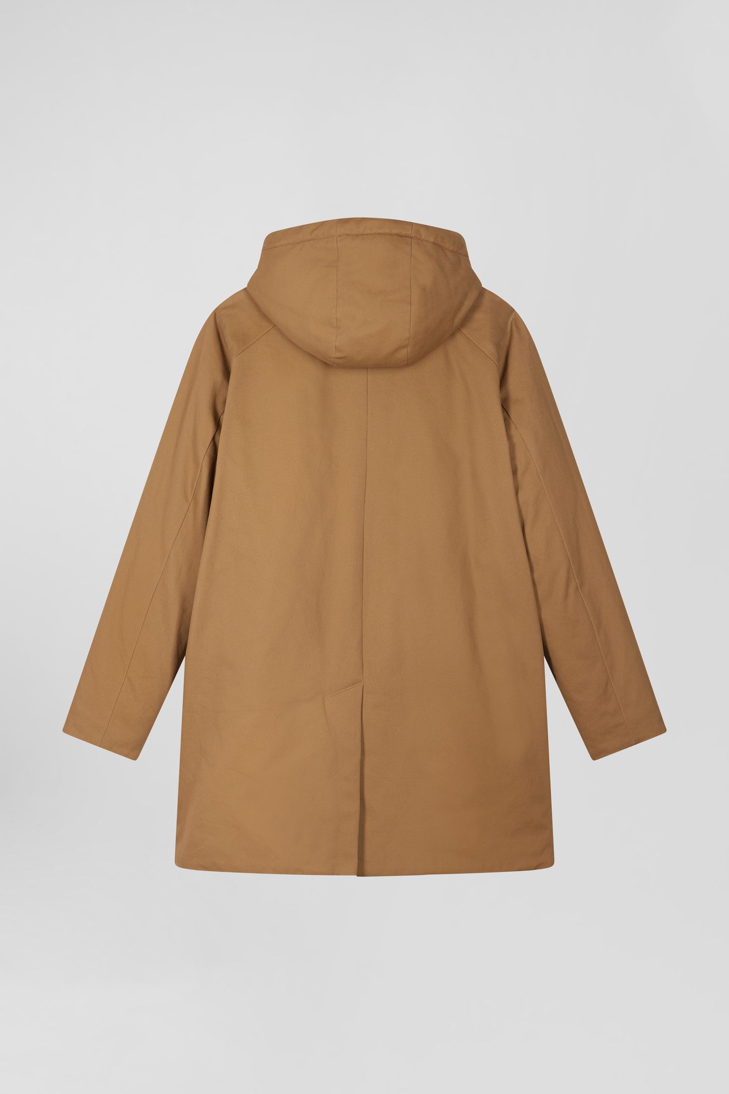 Hooded parka in hazelnut cotton gabardine
