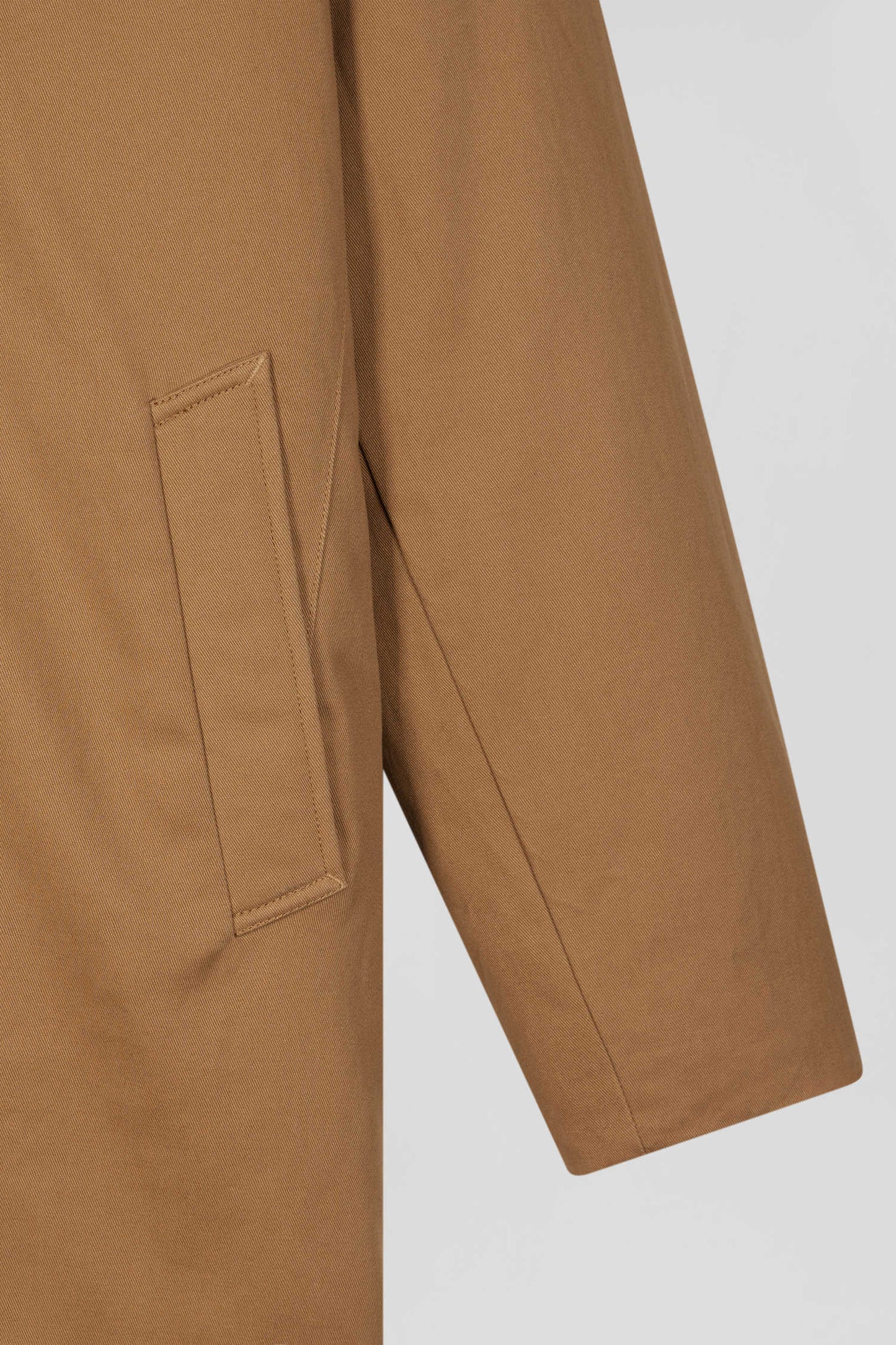 Hooded parka in hazelnut cotton gabardine