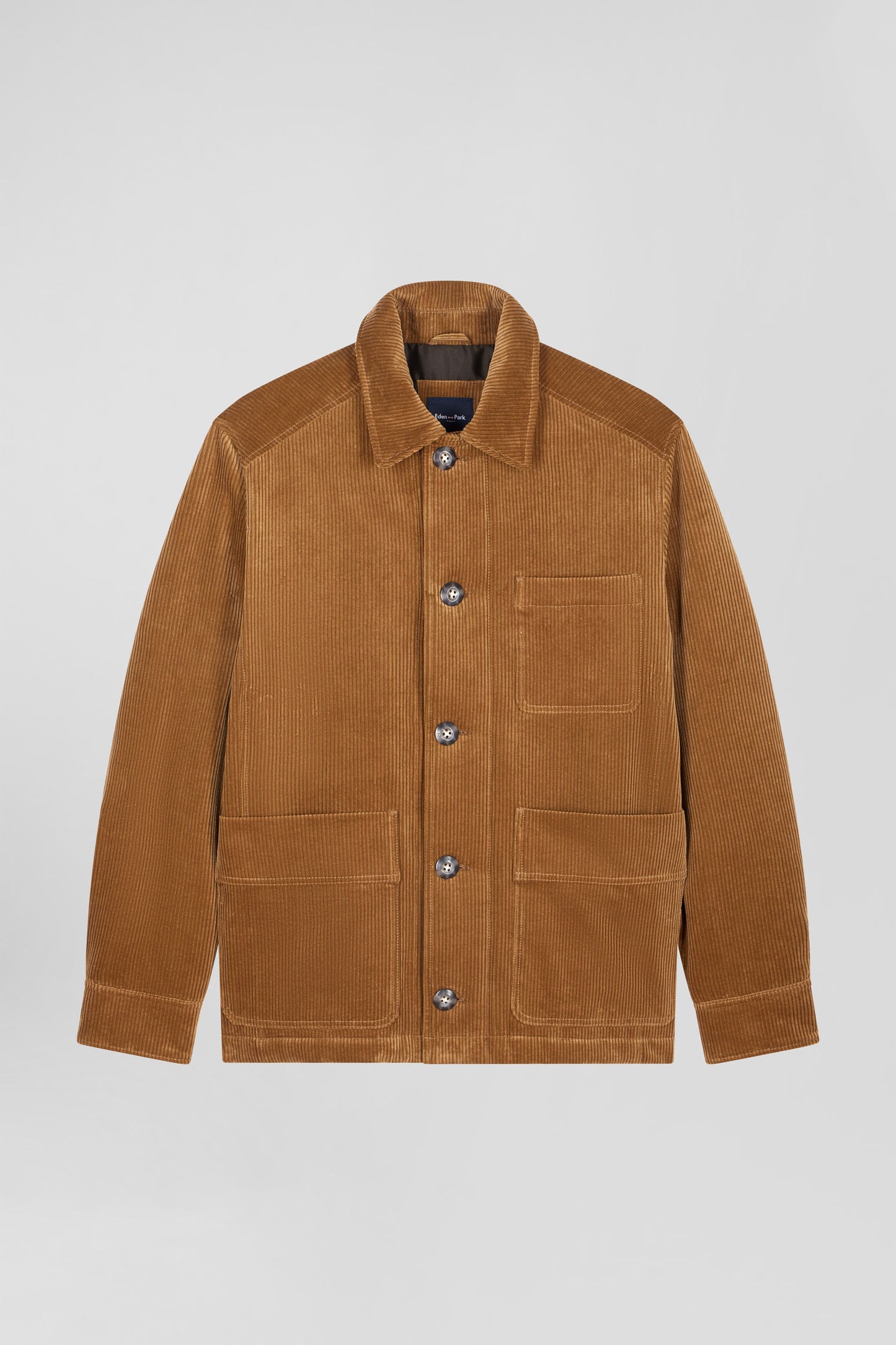 Hazelnut cotton blend check overshirt