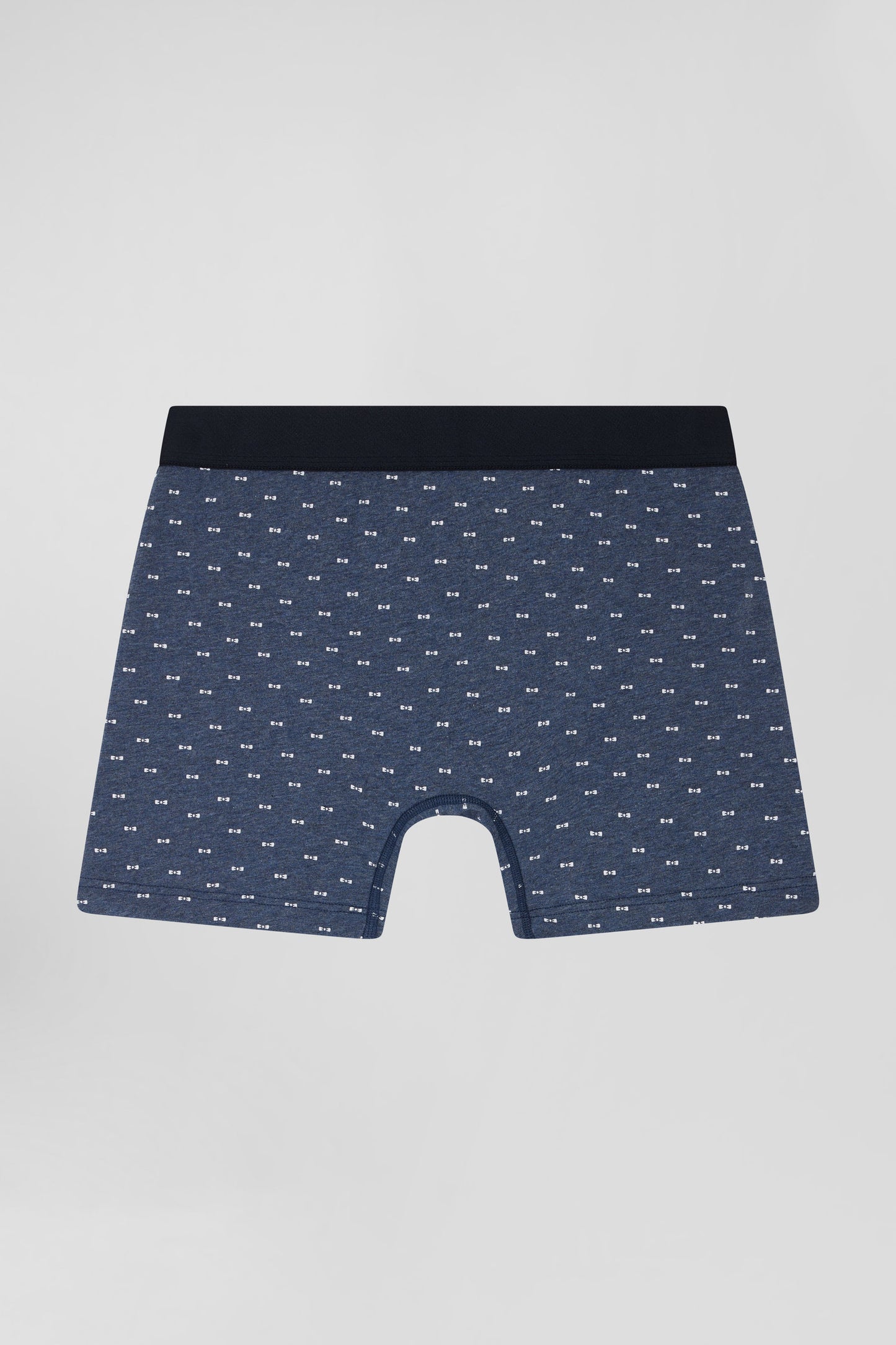 Blue and pink stretch cotton boxers with micro bow tie pattern