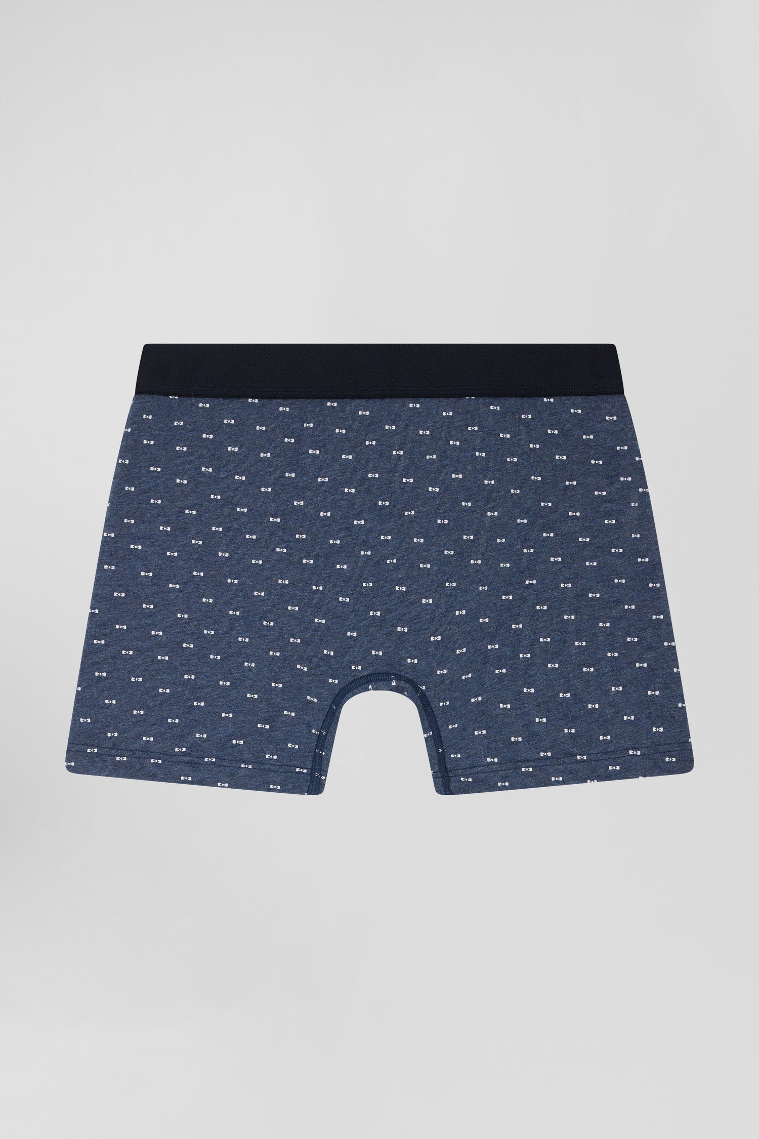 Blue and pink stretch cotton boxers with micro bow tie pattern