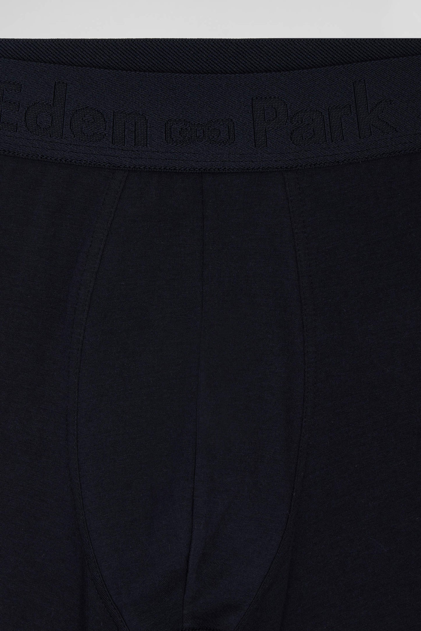 Navy blue stretch cotton boxers with contrast piping