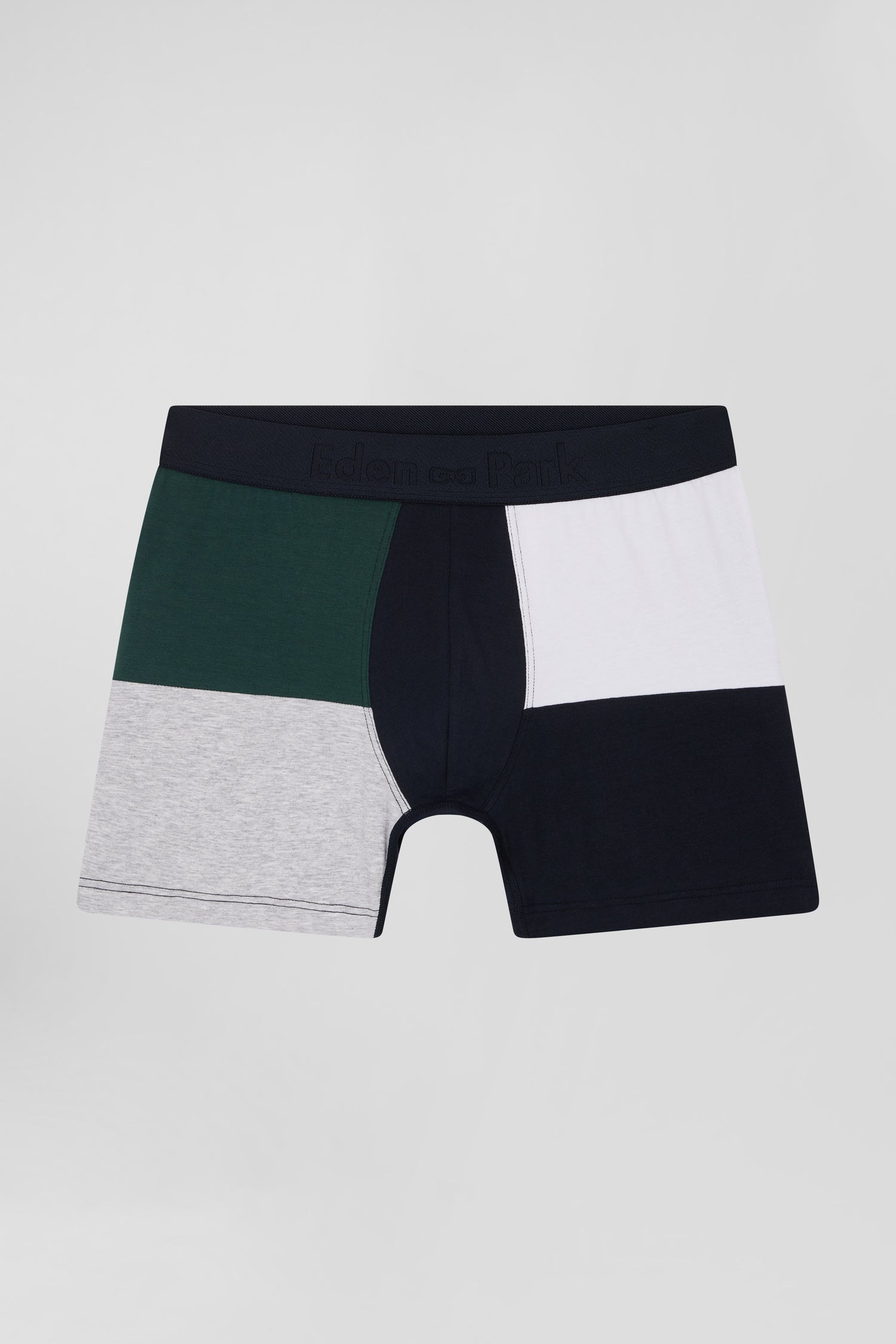 Green colorblock stretch cotton boxers