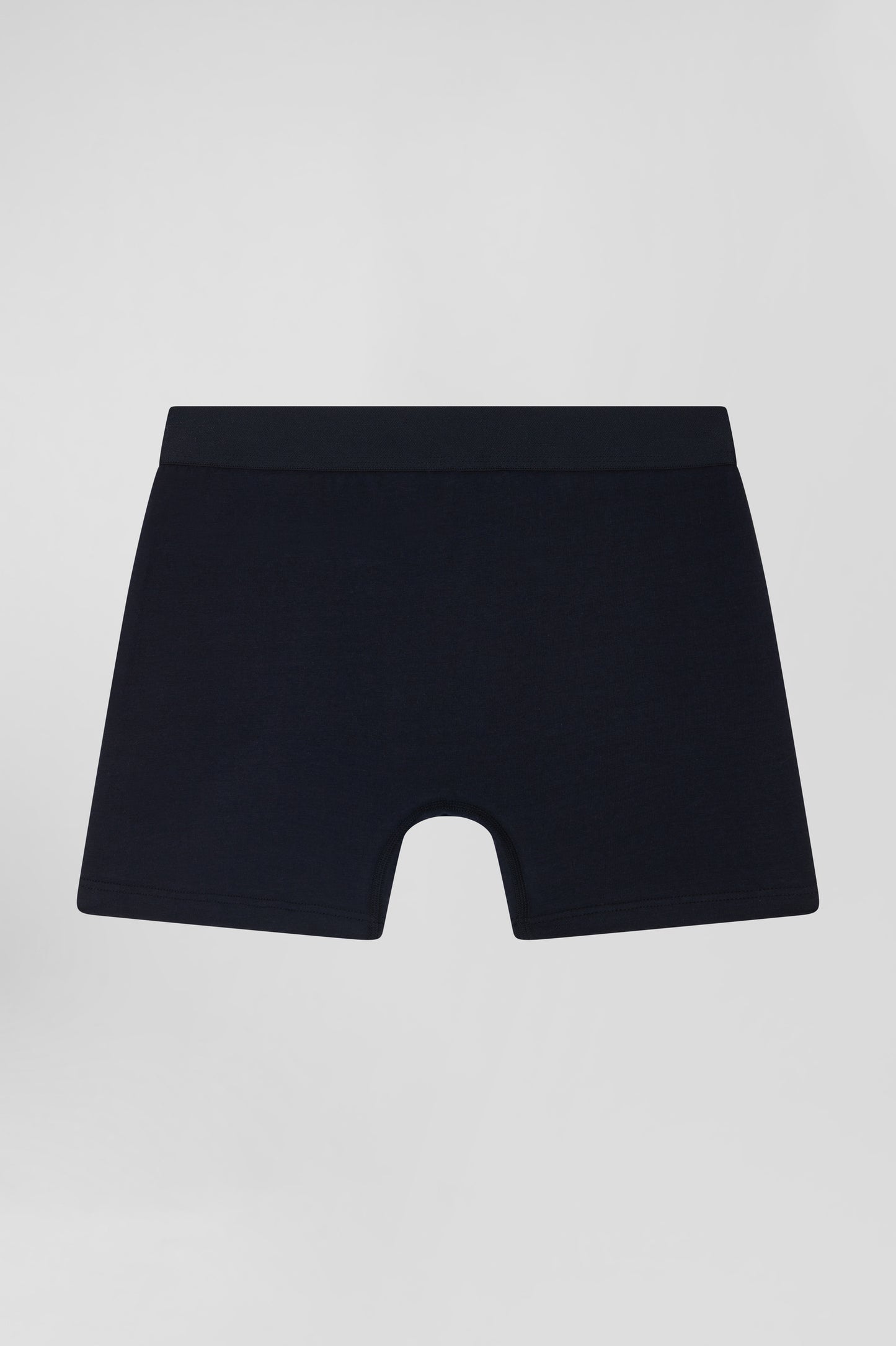 Navy blue stretch cotton boxers with pink piping