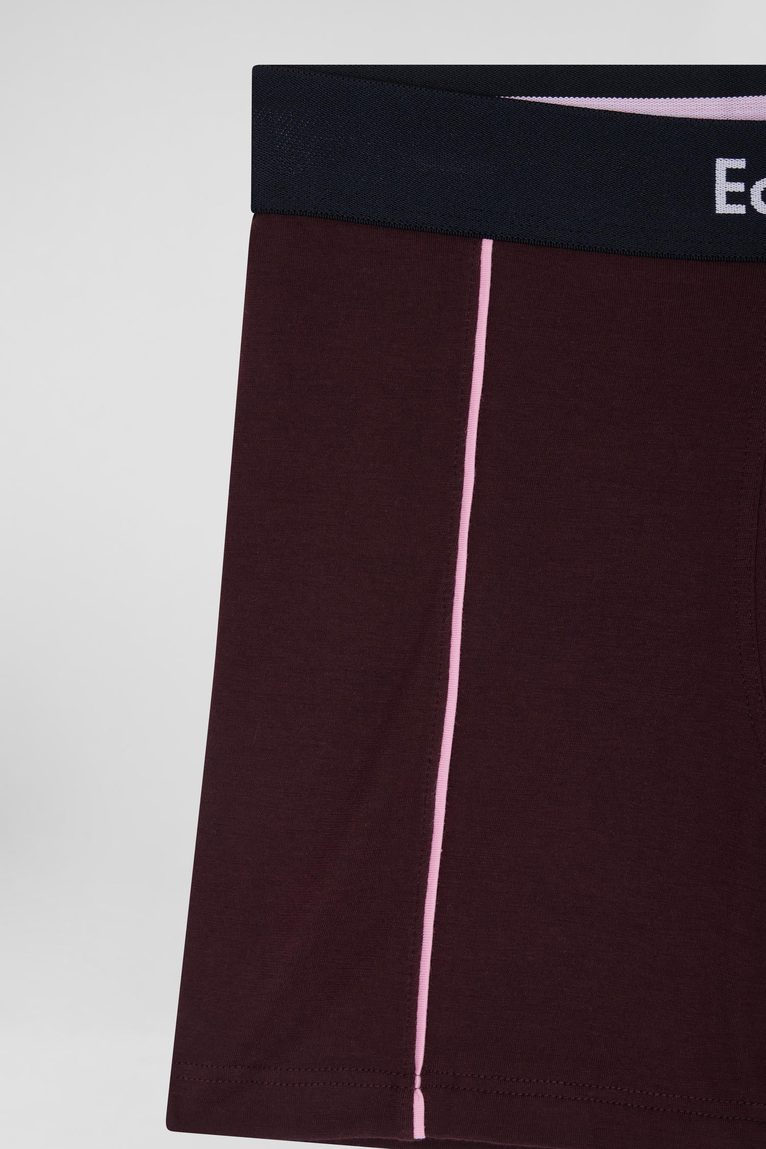 Bordeaux stretch cotton boxers with pink piping