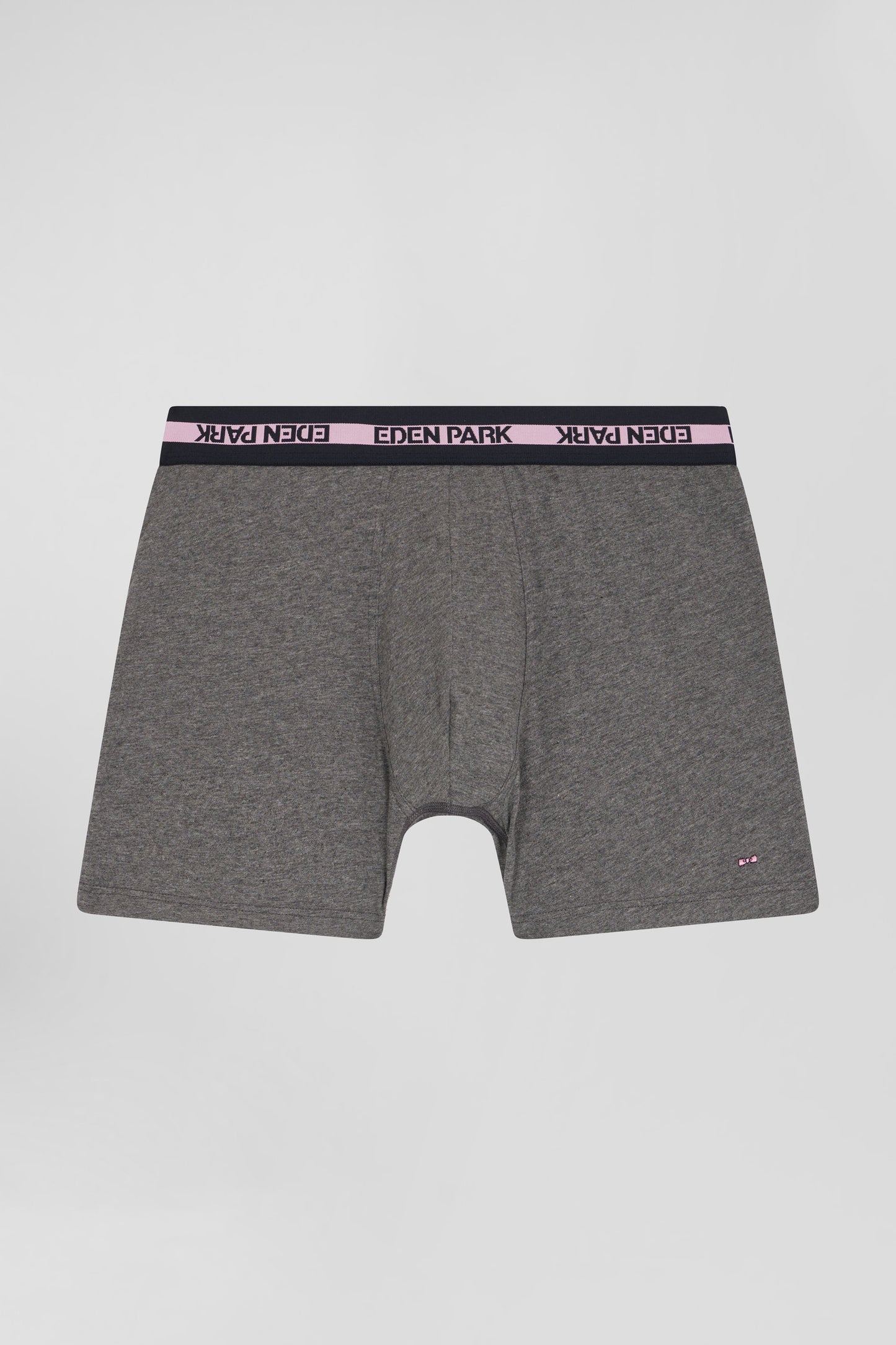 Anthracite grey stretch cotton boxers with branded waistband