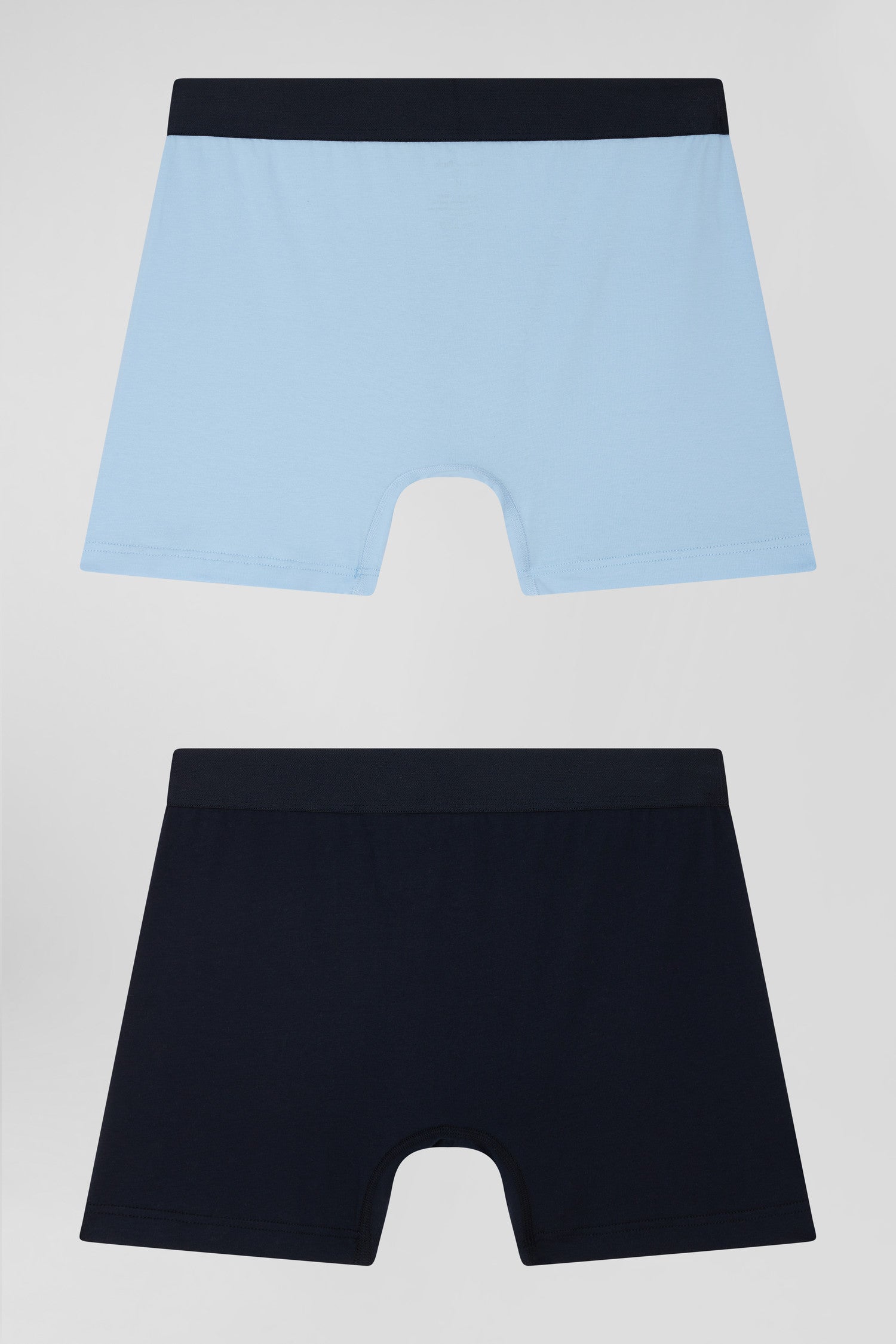 Set of 2 navy blue and sky blue stretch cotton boxers