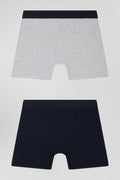 Lot de 2 boxers bleu marine et gris en coton stretch