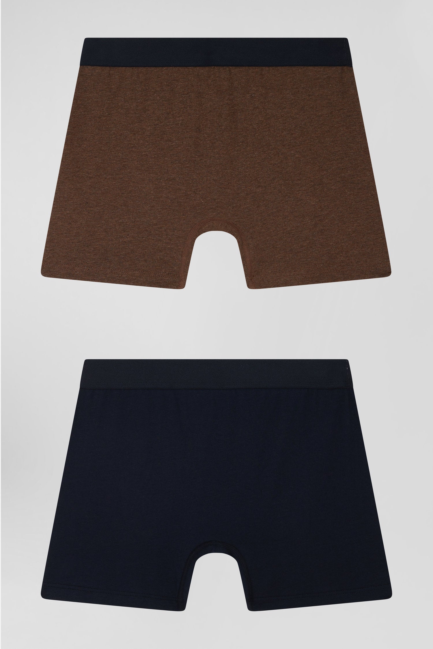 Set of 2 navy blue and brown stretch cotton boxers