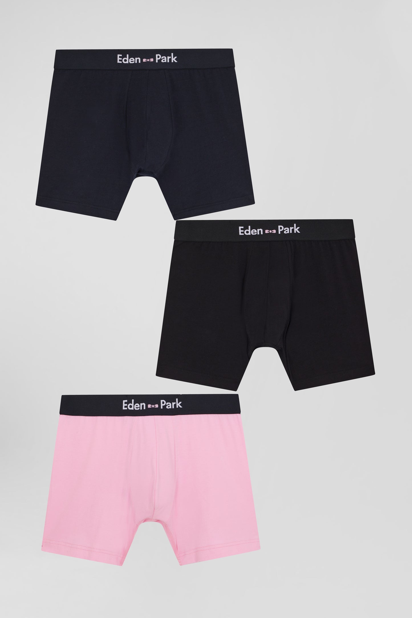 Set of 3 pink solid stretch cotton boxers