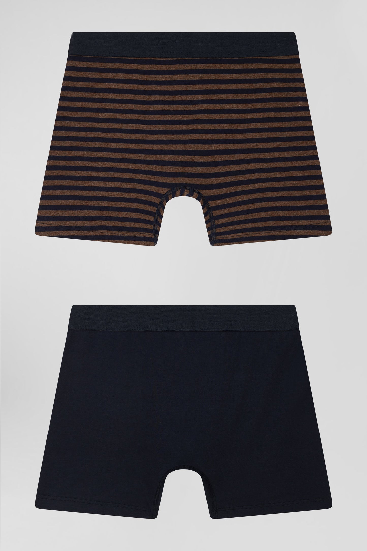 Set of 2 brown and striped stretch cotton boxers