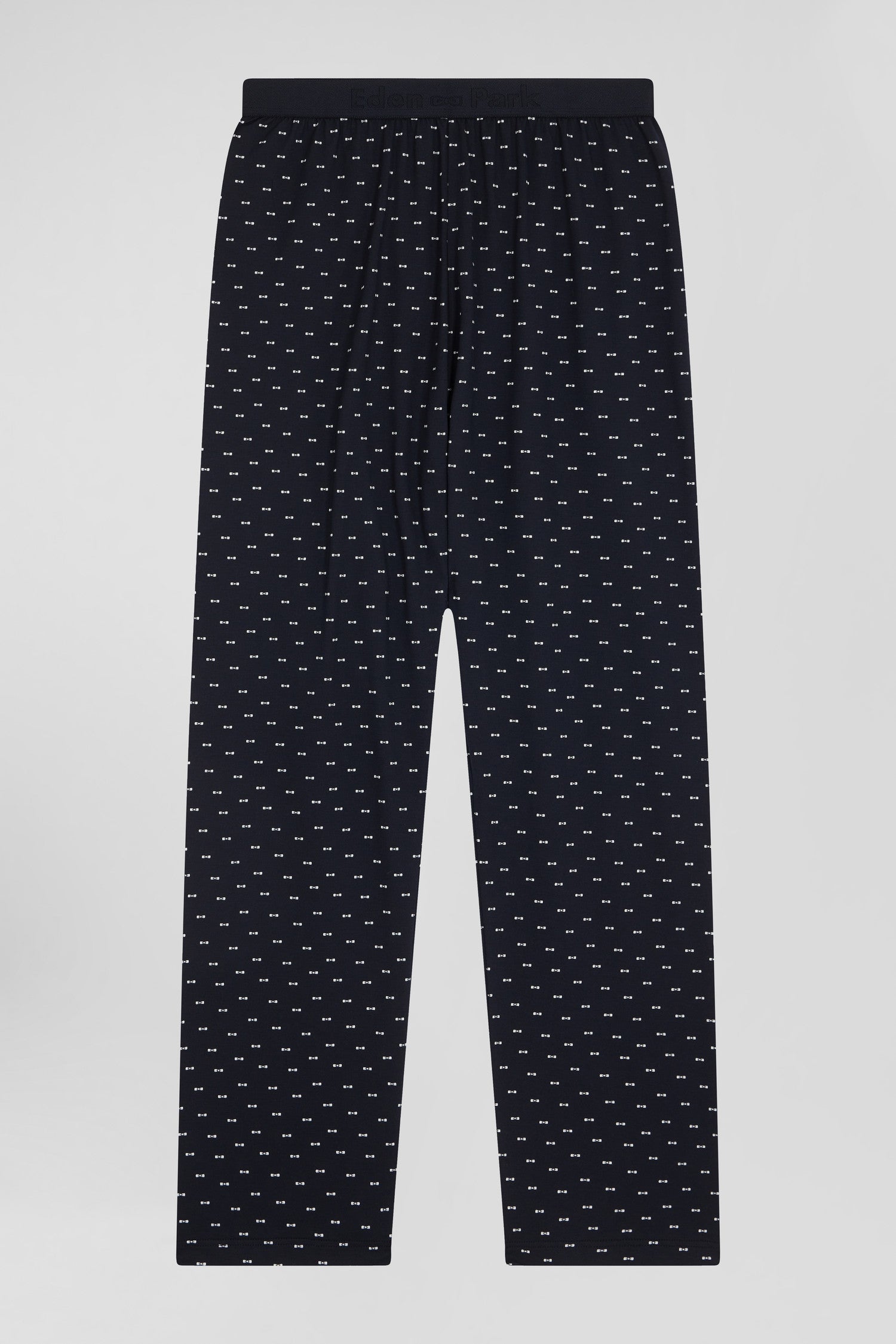 Dark blue long cotton pajamas with bow tie micro pattern trousers