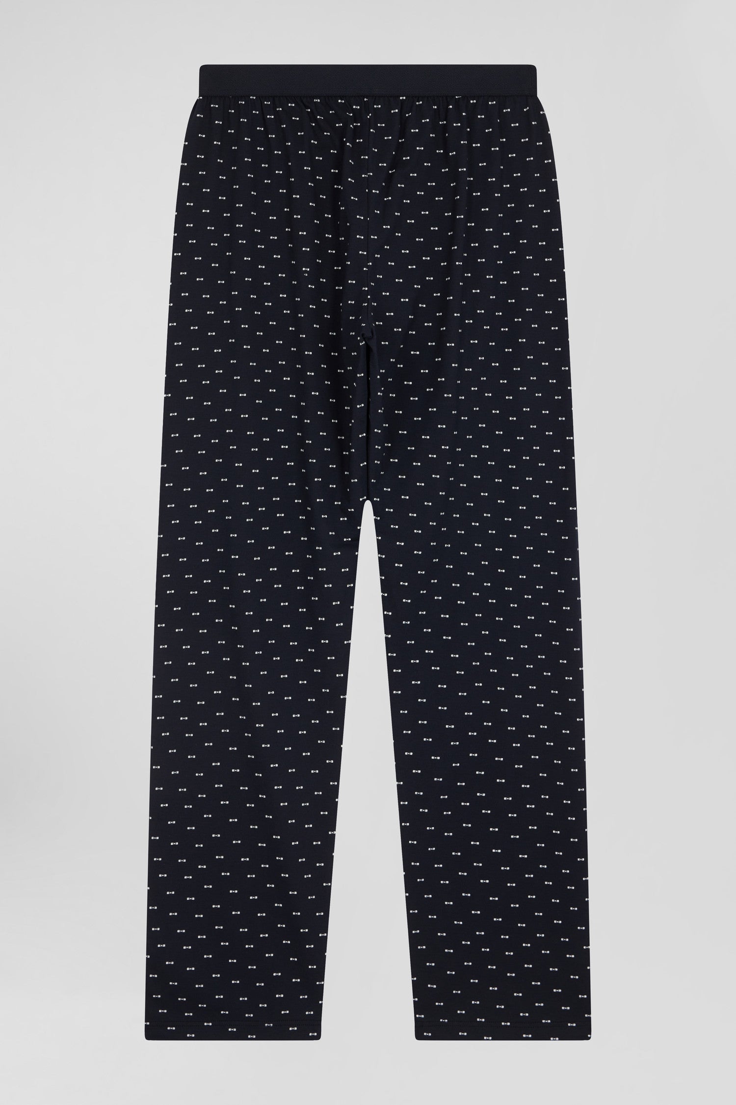 Dark blue long cotton pajamas with bow tie micro pattern trousers