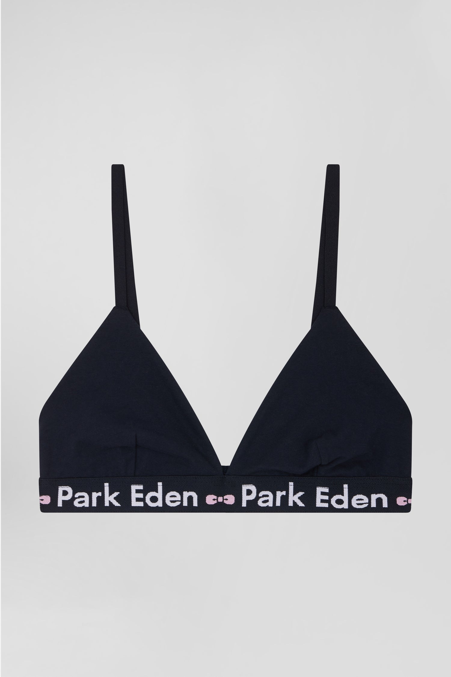 Navy blue stretch cotton bra with branded waistband