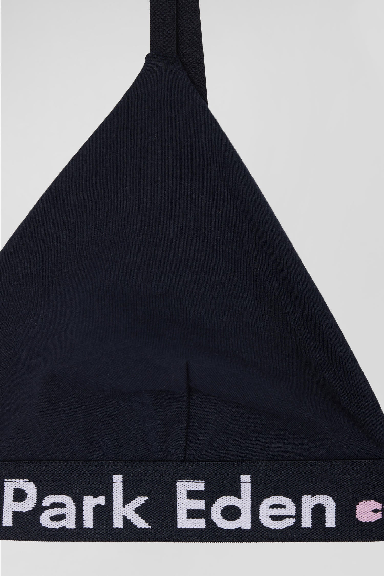 Navy blue stretch cotton bra with branded waistband