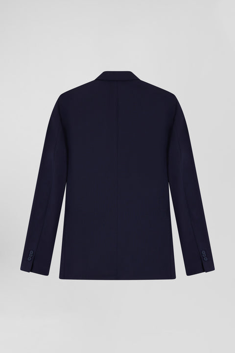 Navy blue wool blend jacket with striped lining Modern fit - Image 2