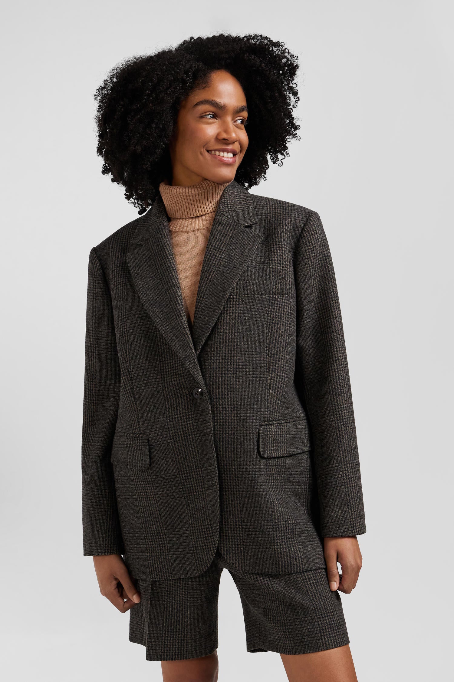 Prince of Wales wool blend blazer Oversized fit