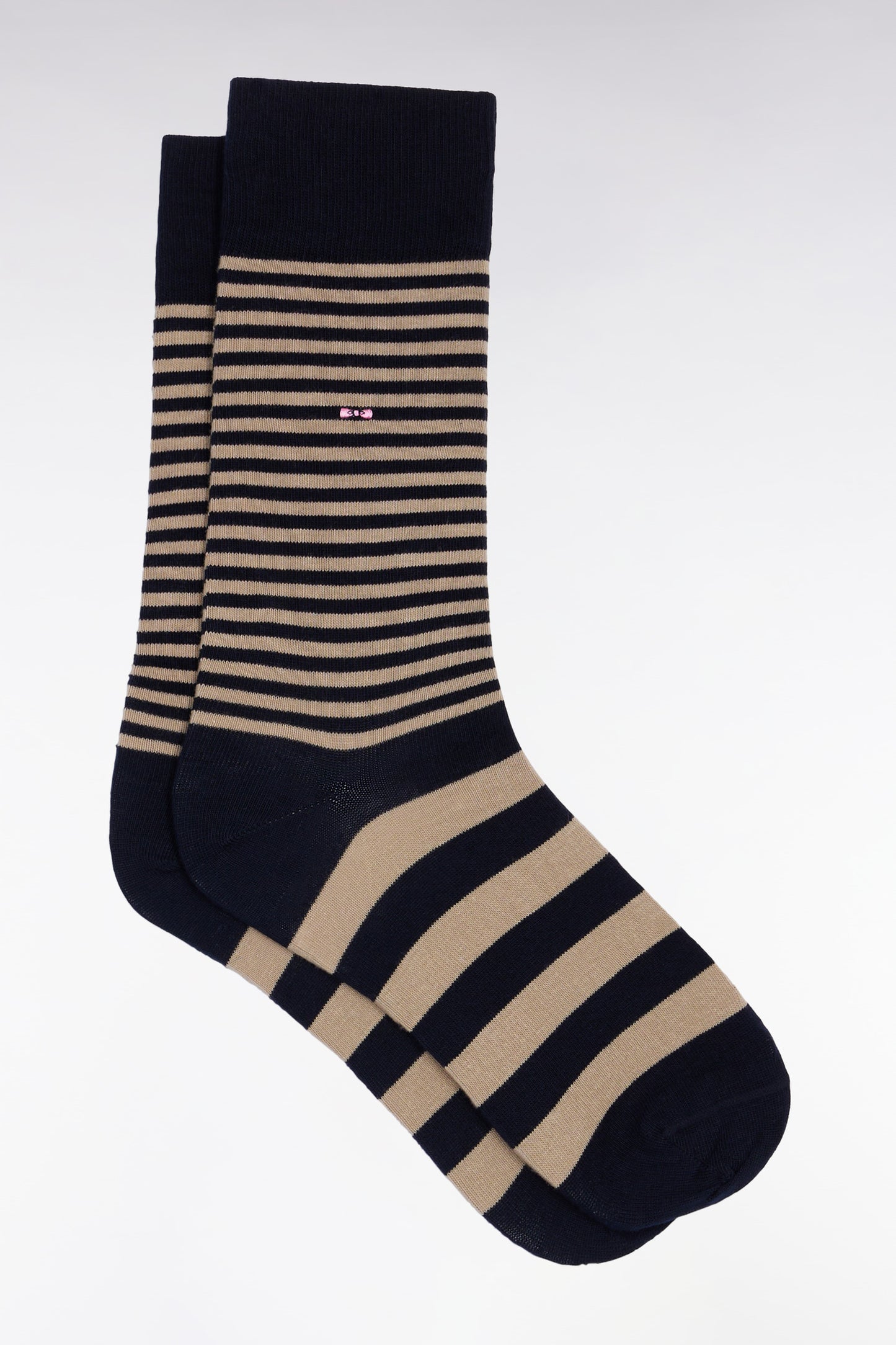 Navy cotton blend striped socks