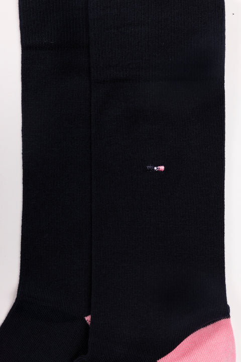 Set of two pairs of plain and striped navy stretch cotton blend socks - A SHOOTER - Image 3