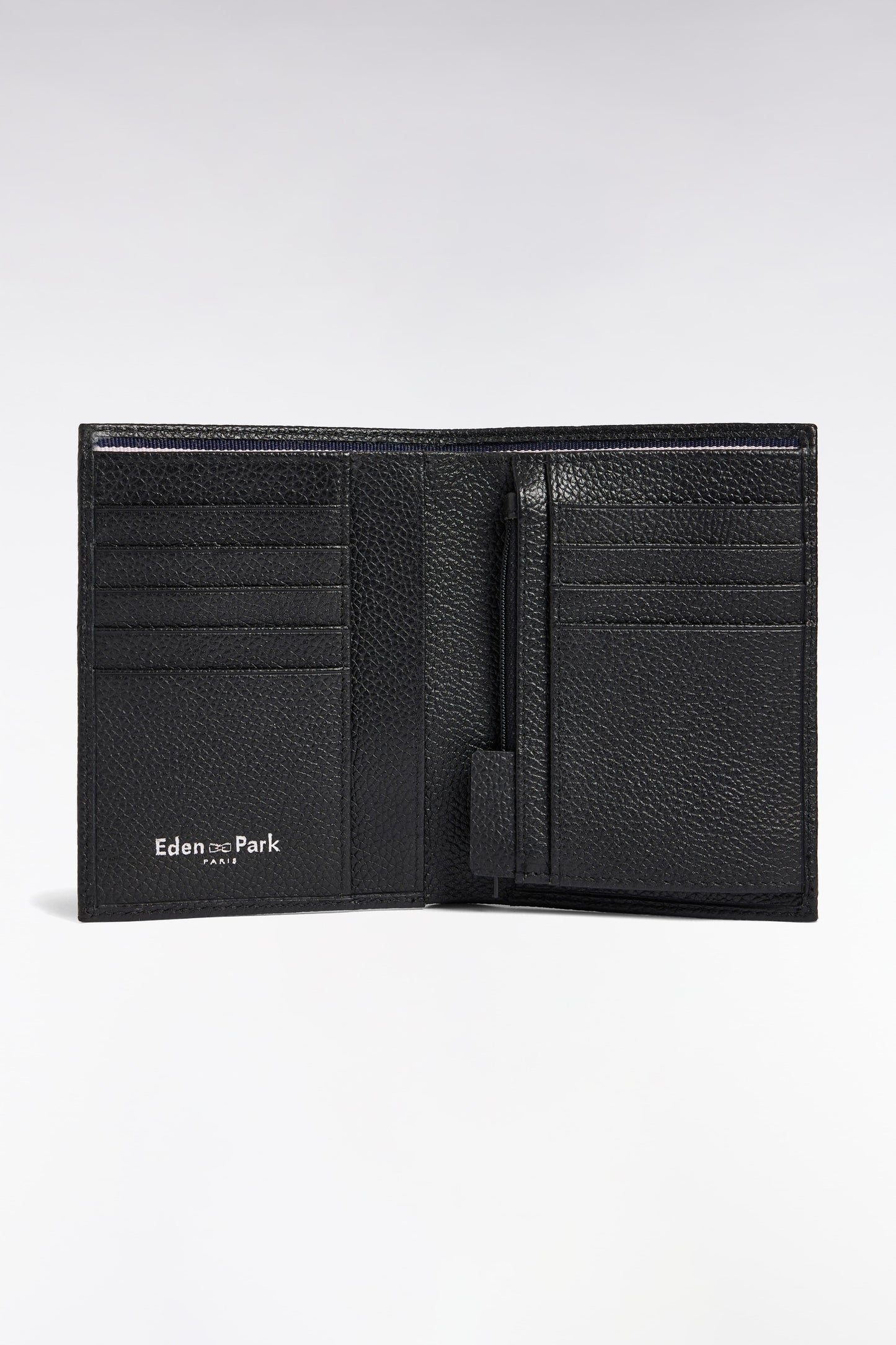 French wallet in black grained leather