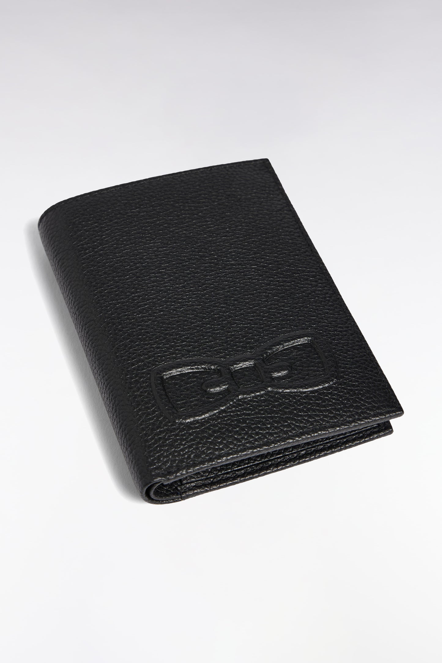 French wallet in black grained leather