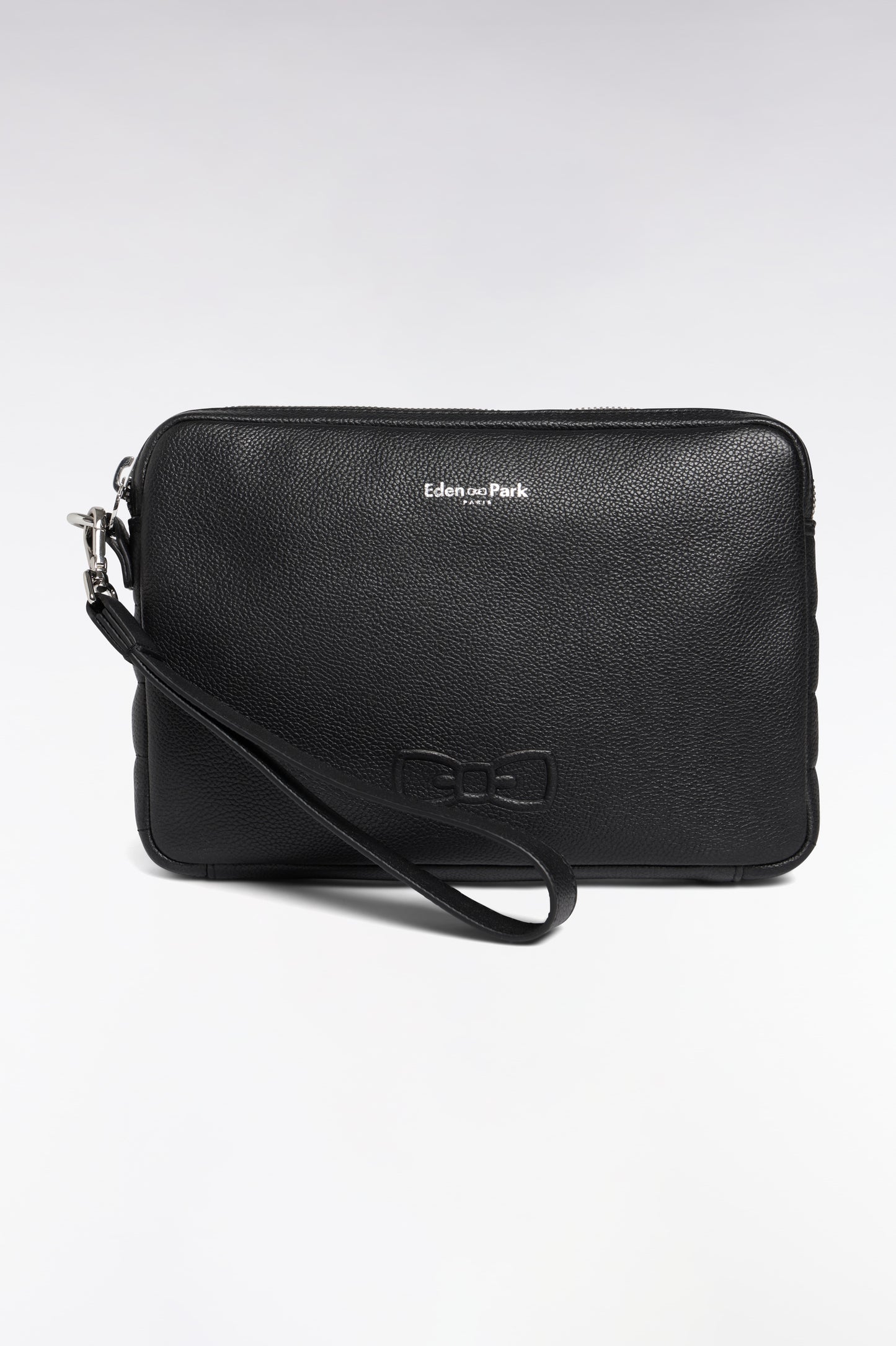 Black grained leather pouch
