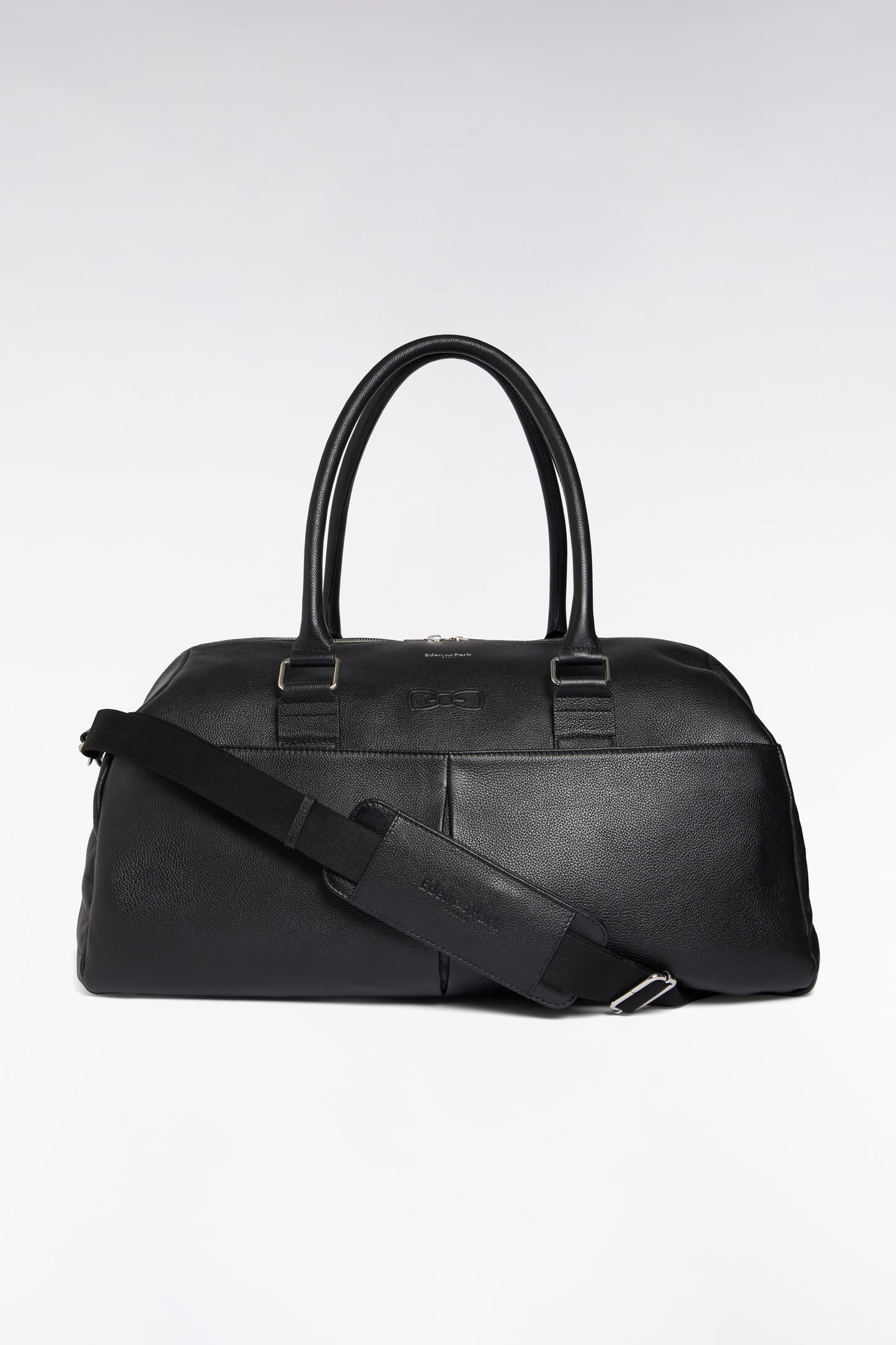 Black grained leather travel bag